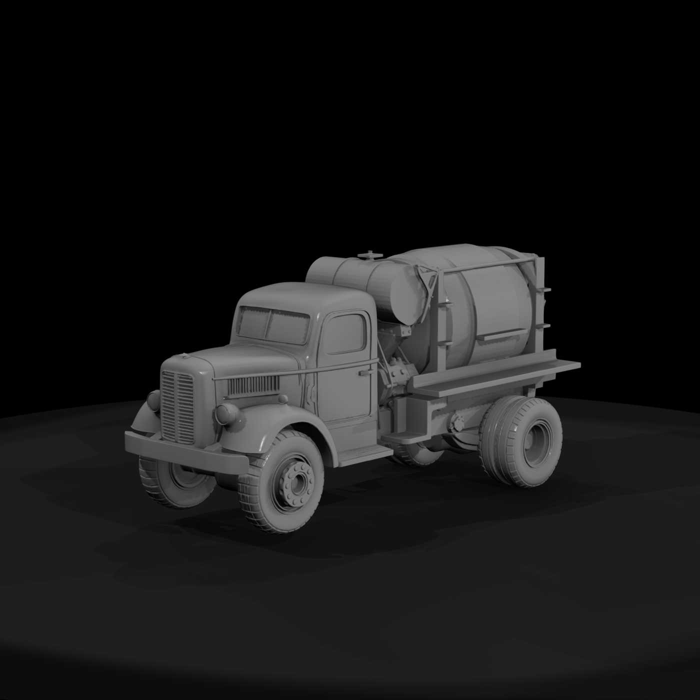 Matte Low Poly Vintage Cement Mixer Truck Svjmtnis