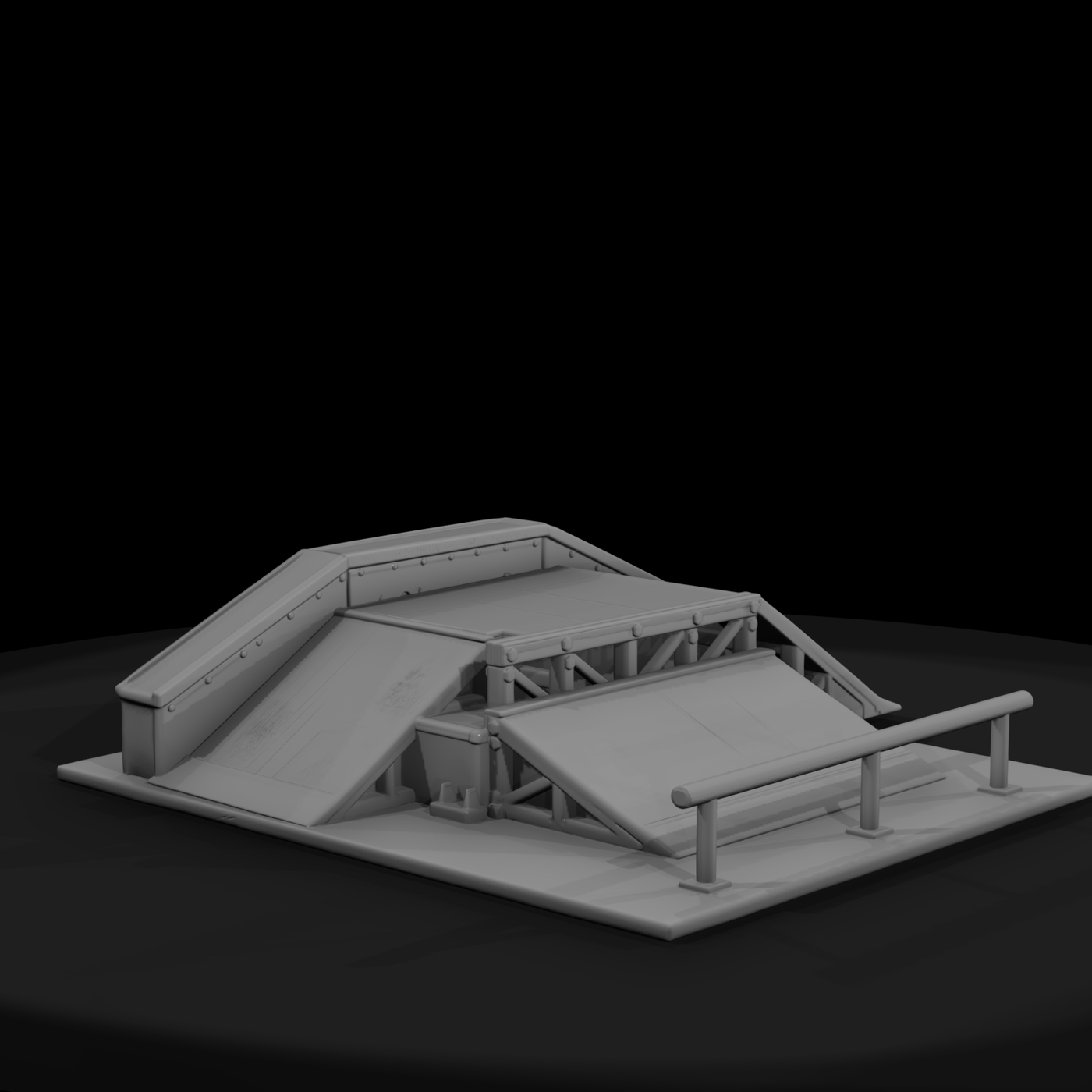 Skatepark Grind Rail and Funbox