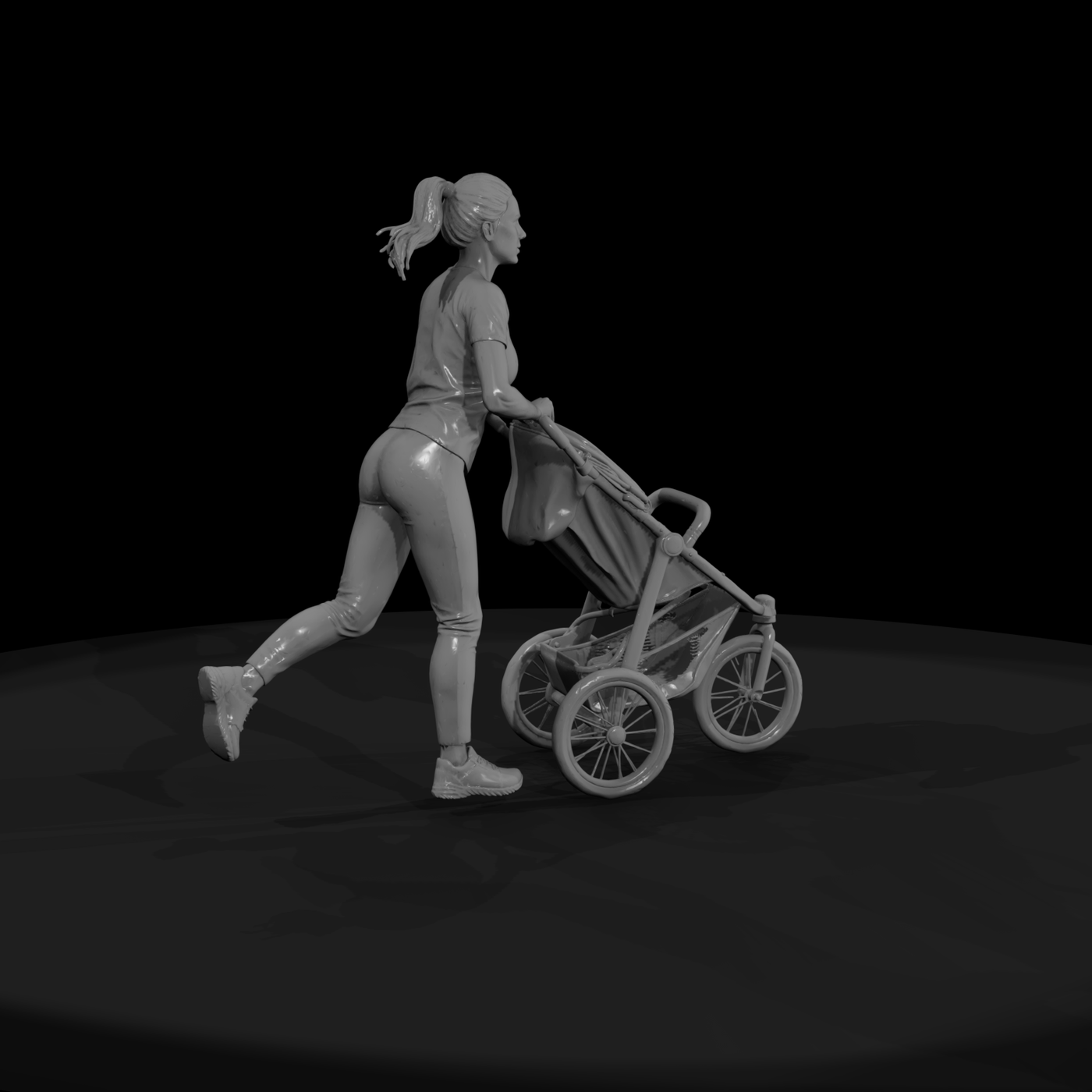 0047 Family Mom Pushing Stroller