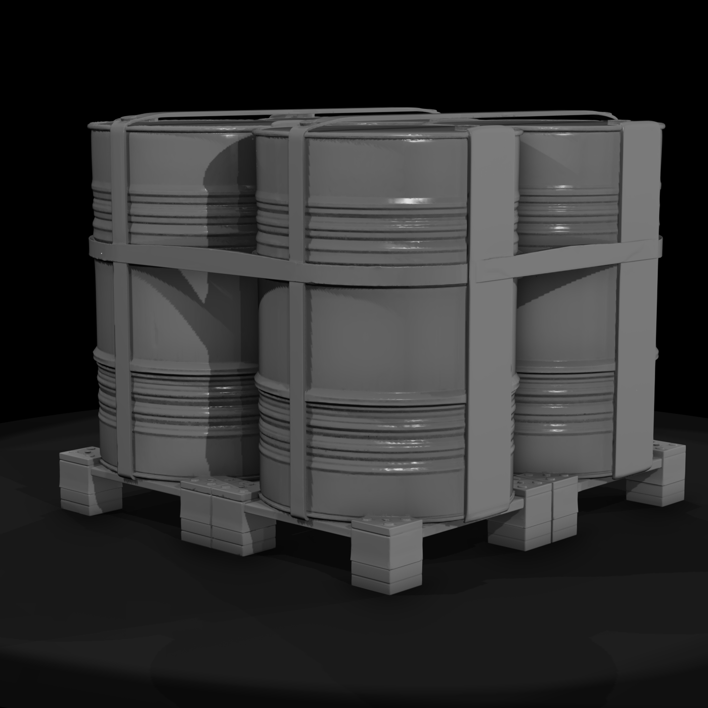 Industrial Chemical Drum Pallet Set (Game-Ready)