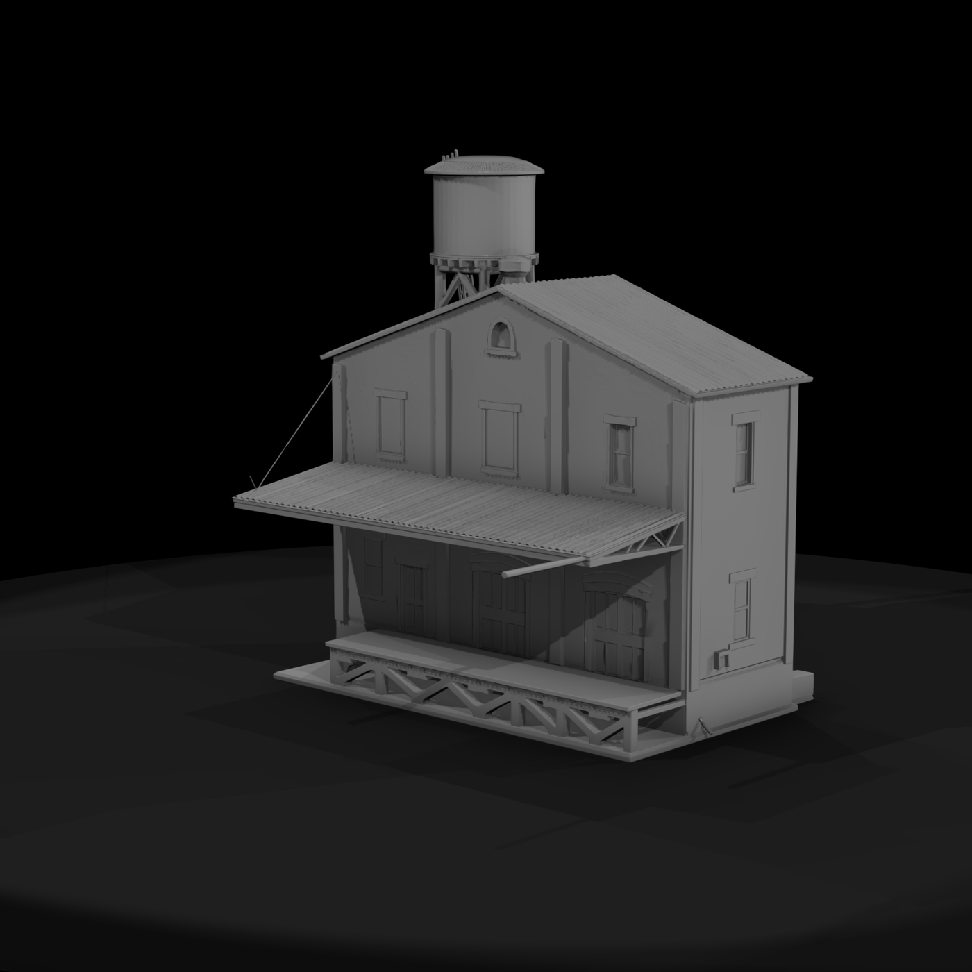 Vintage Industrial Warehouse with Water Tower