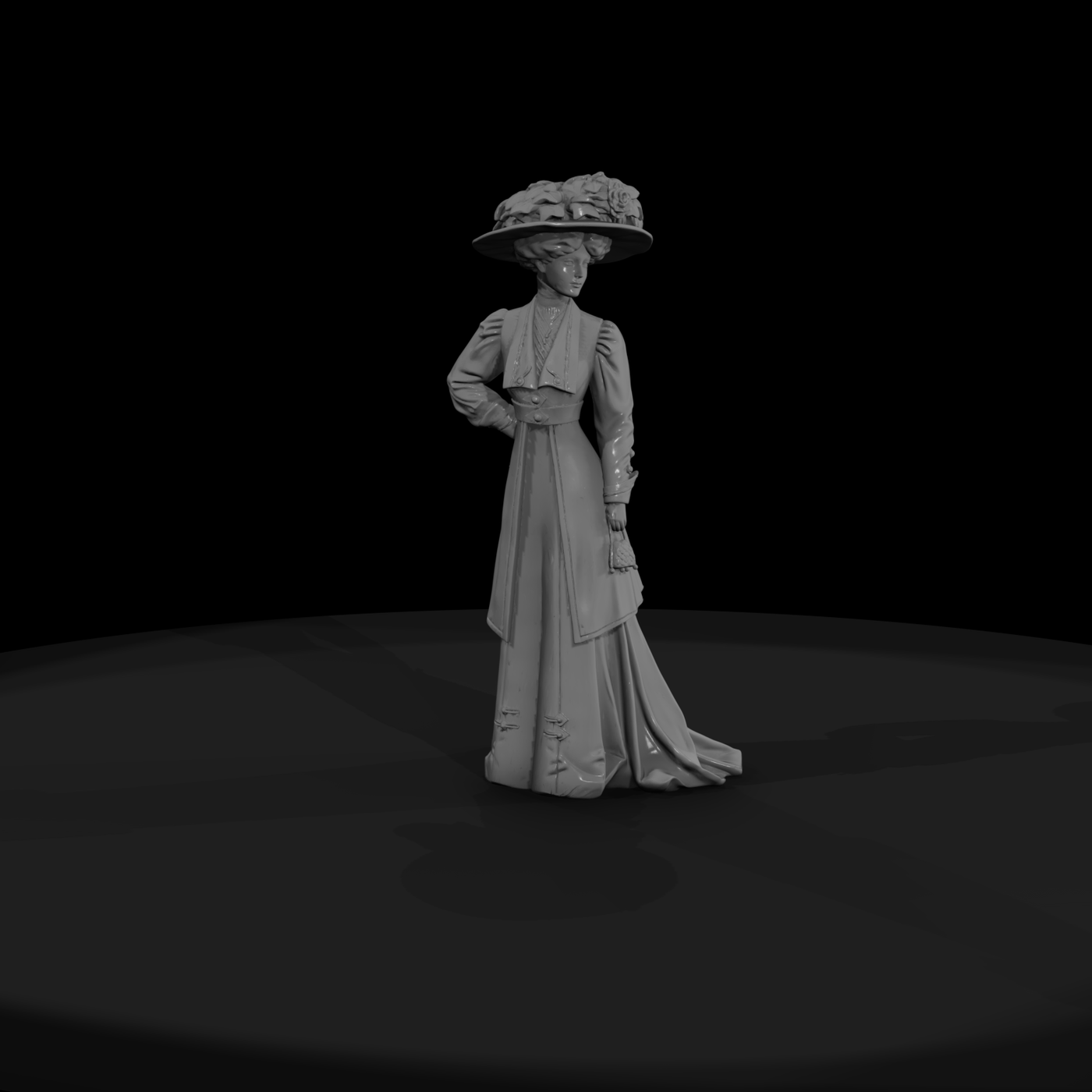 Edwardian Lady in Green Walking Dress