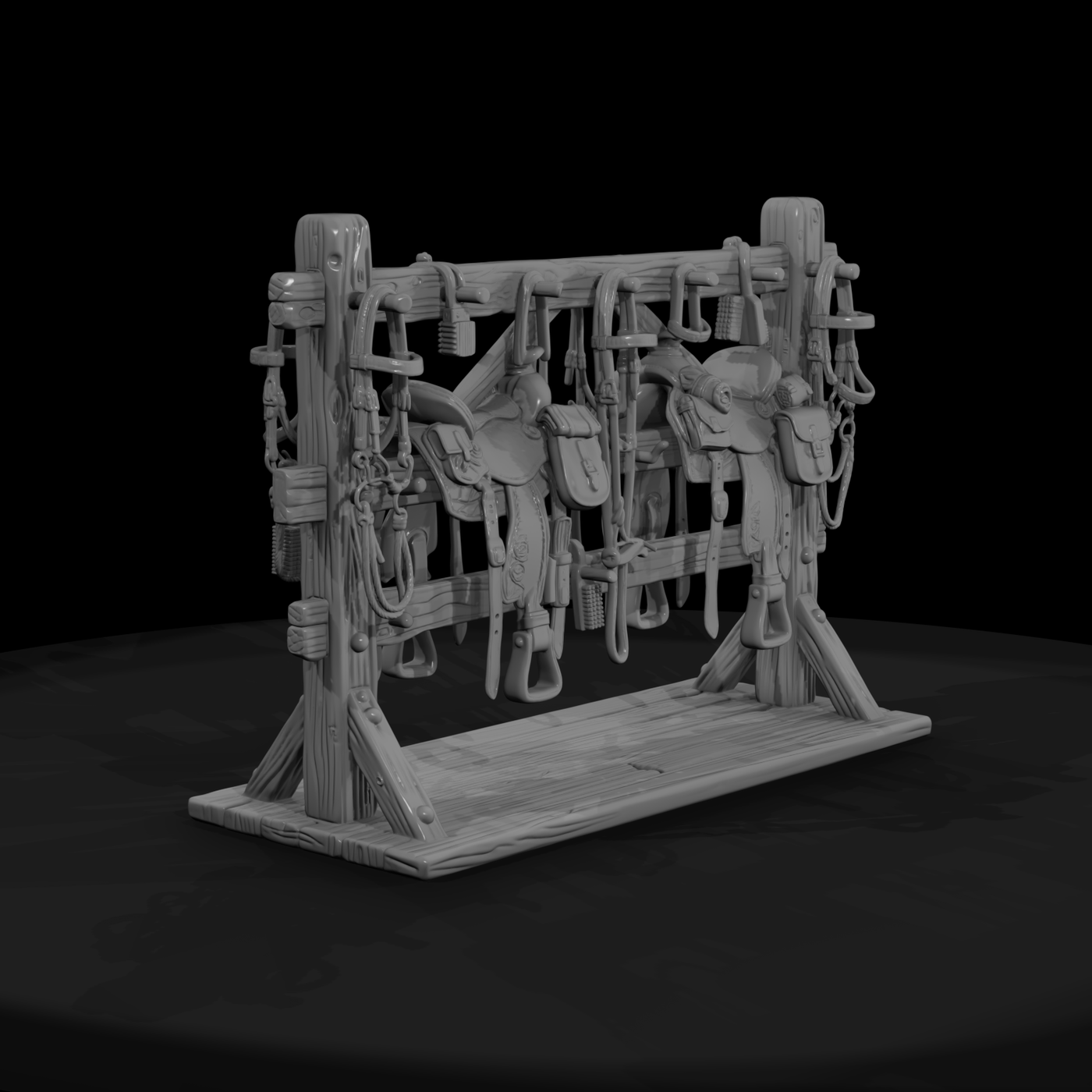 Mil 079 Wild West Fort Saddle Tack Rack