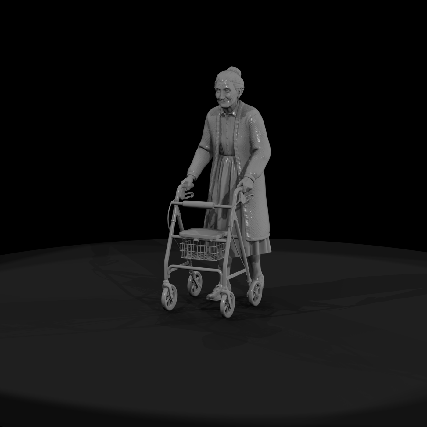 Elderly Woman with Wheeled Walker