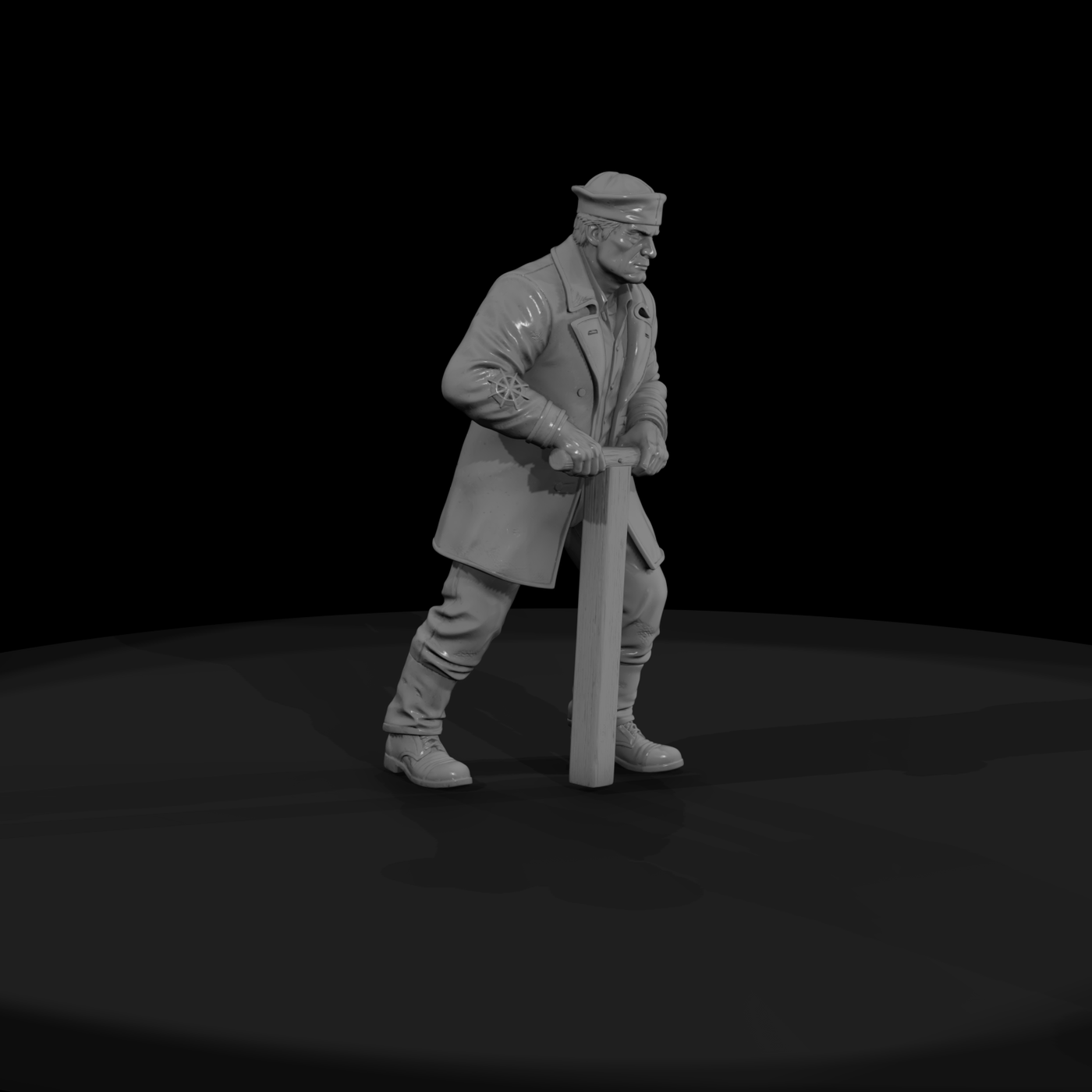 WWII Serviceman at the Control Lever