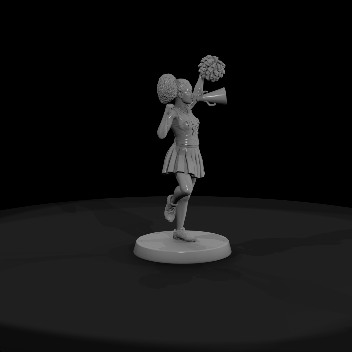 Cheerleader with Pom-Poms and Megaphone