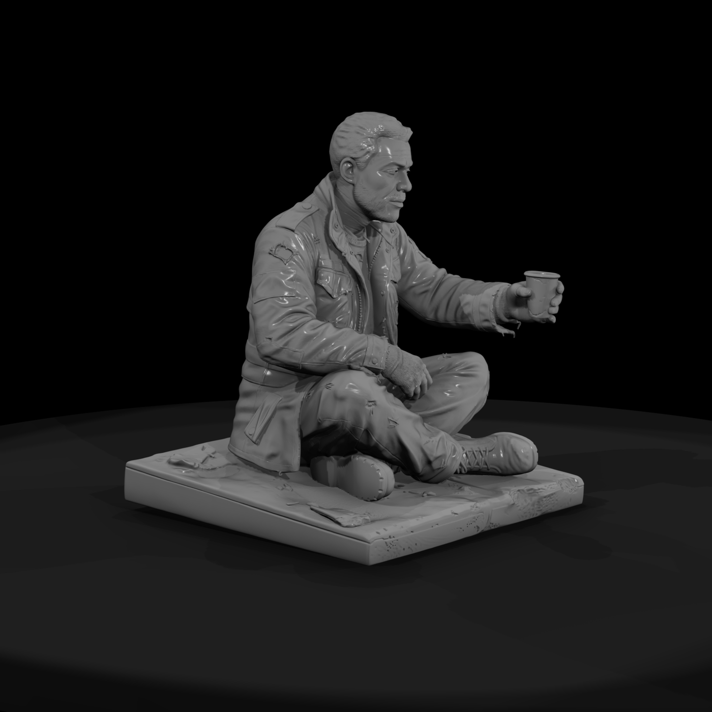 Panhandler Seated with a Cup