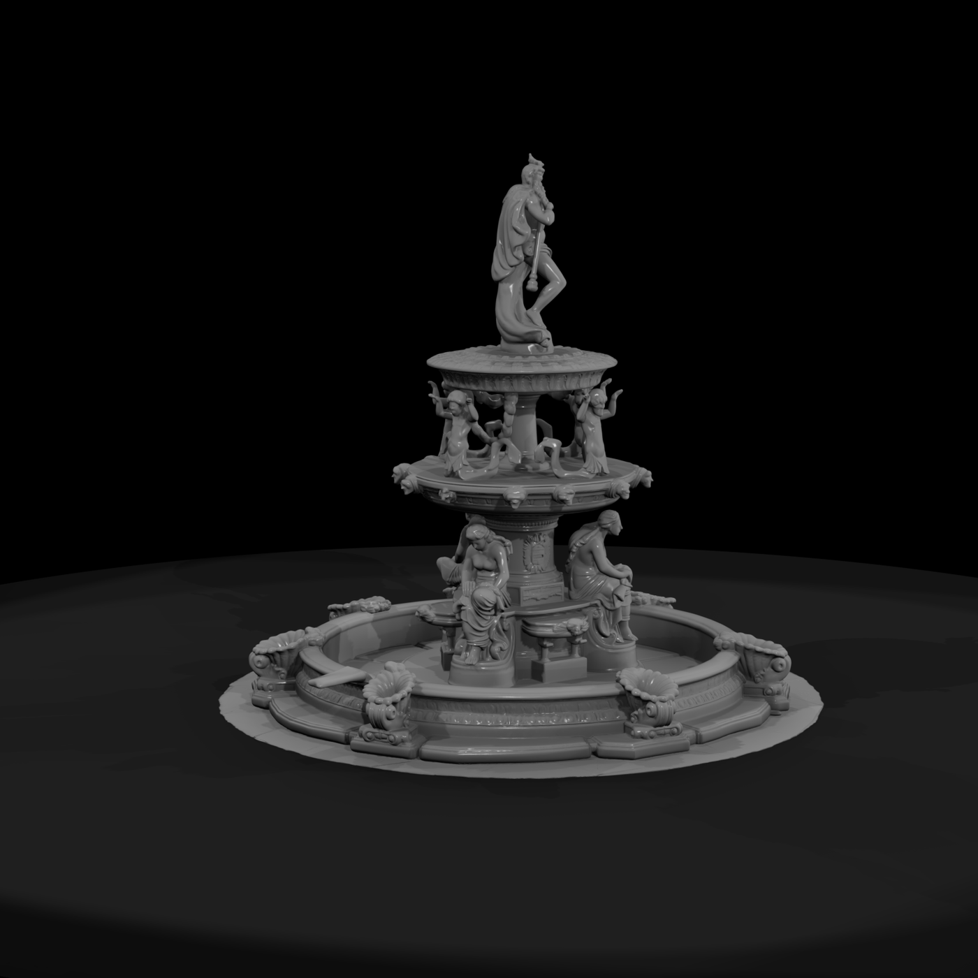 Ornate Tiered Stone Garden Fountain