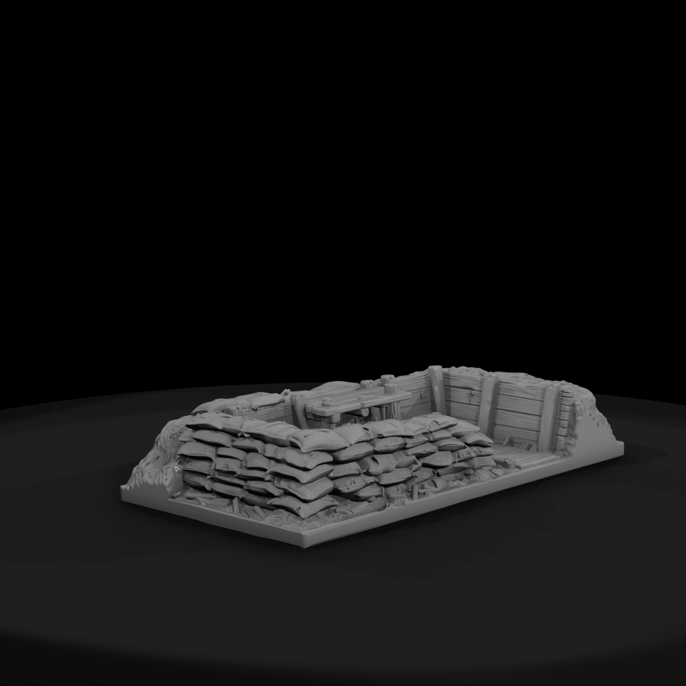 Fighting Trench Section with Sandbags