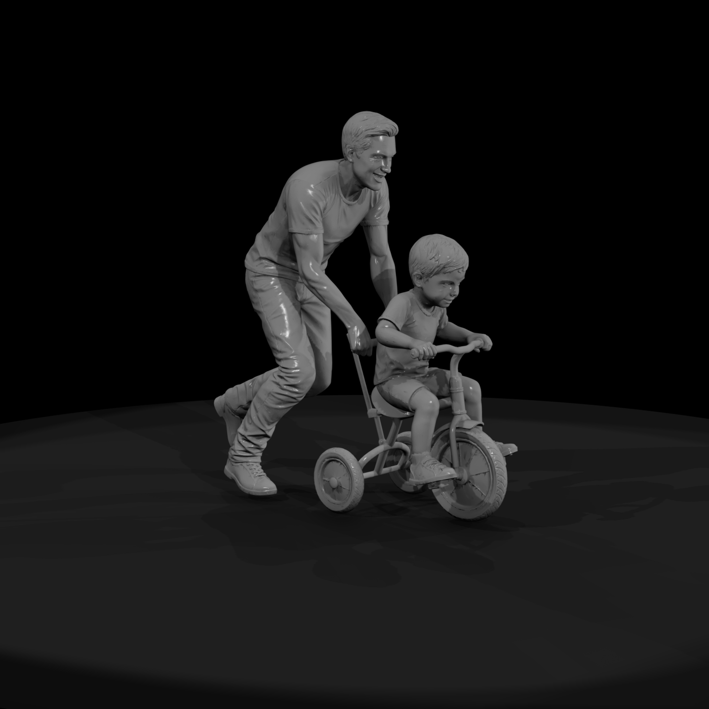 0062 Family Young Dad Tricycle