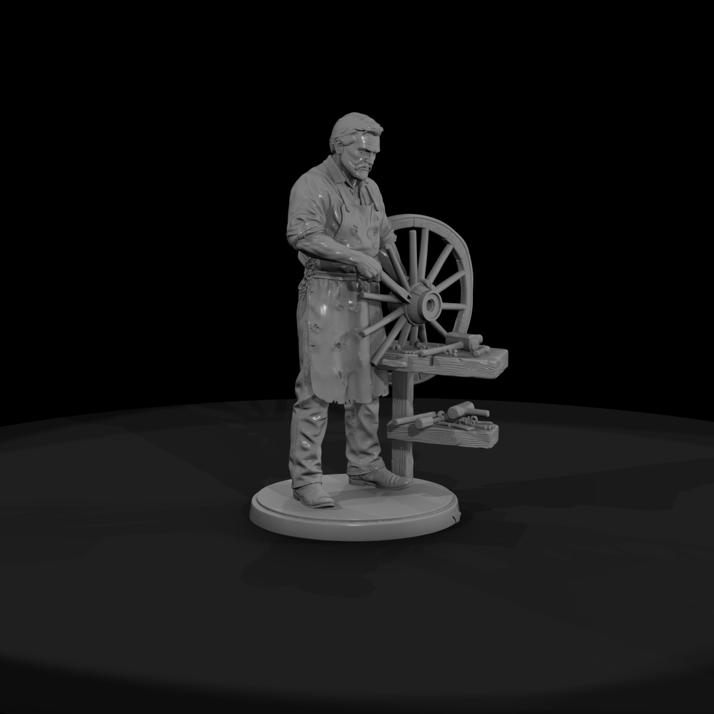 Wheelwright at His Workbench