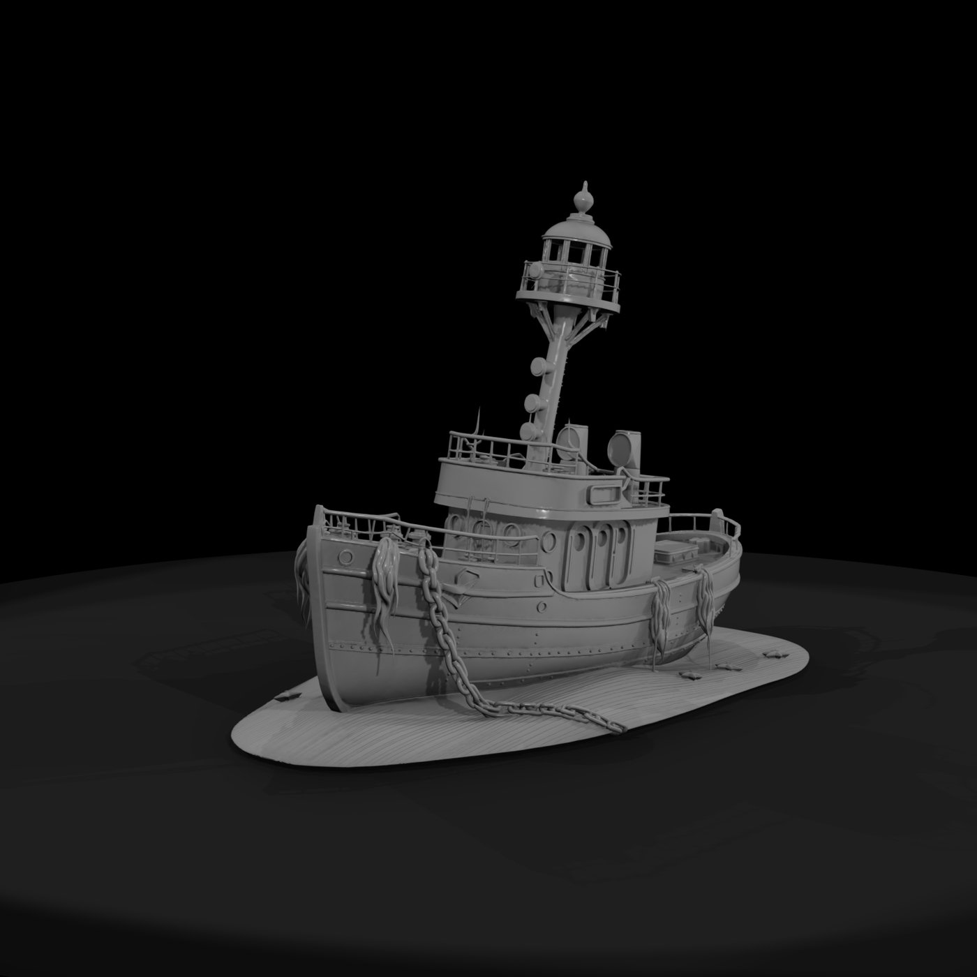 Stylized Beached Lightship Trawler