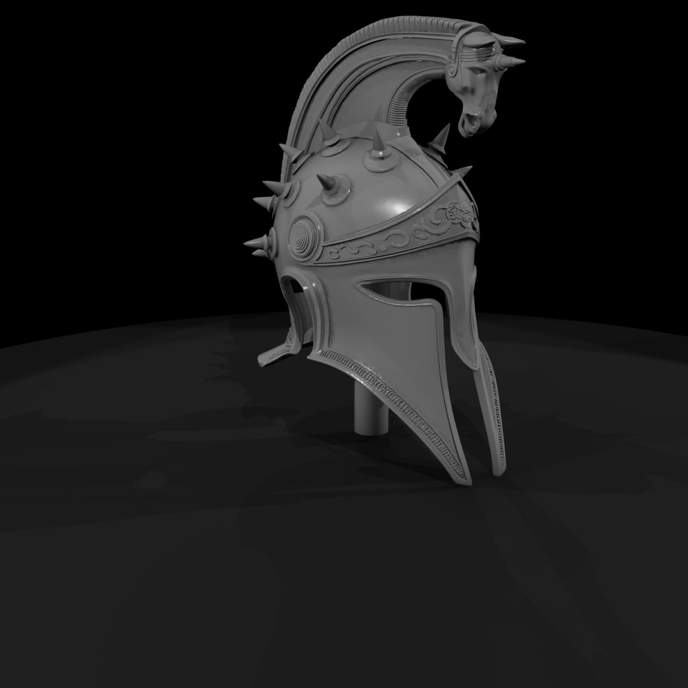 Stylized Hoplite Helmet with Horse Crest