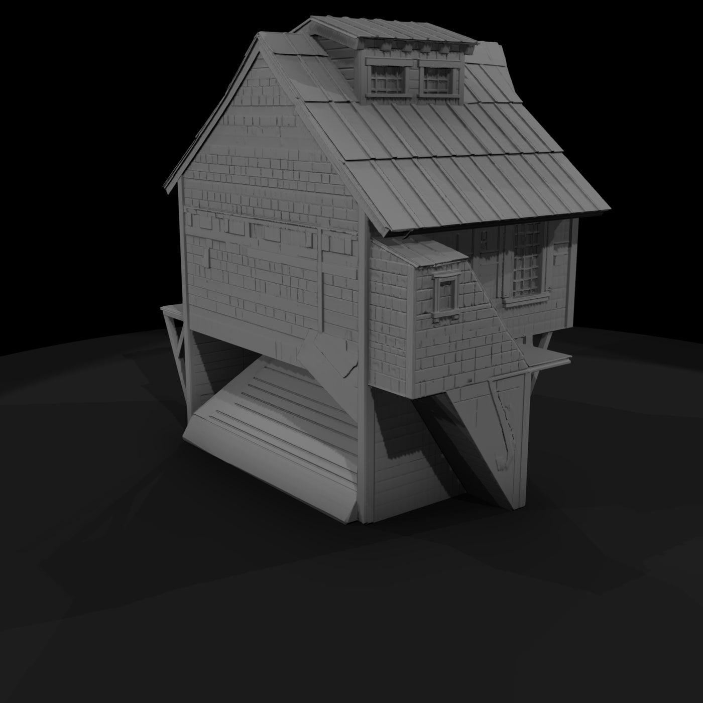 untextured_rustic_farm_barn_3d_model
