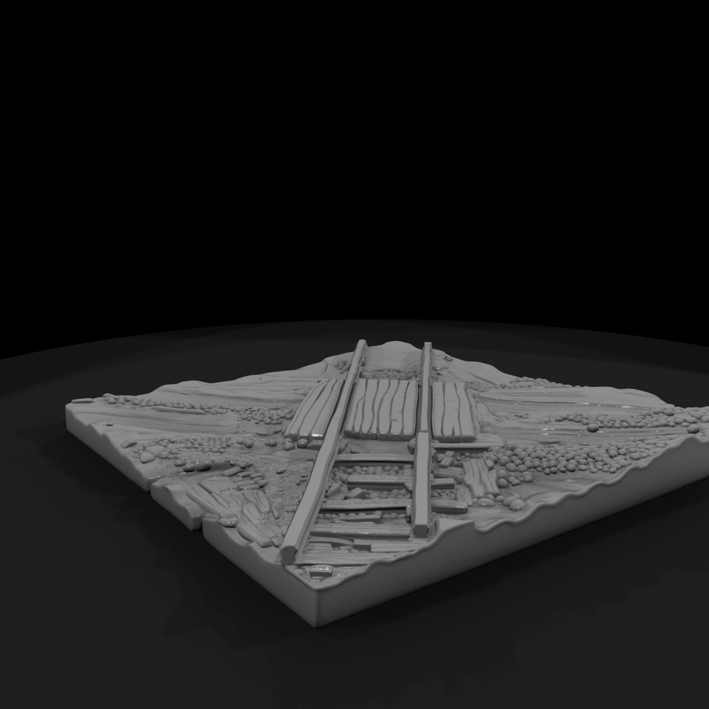 Unpainted Stylized Railroad Track Diorama Base S6X