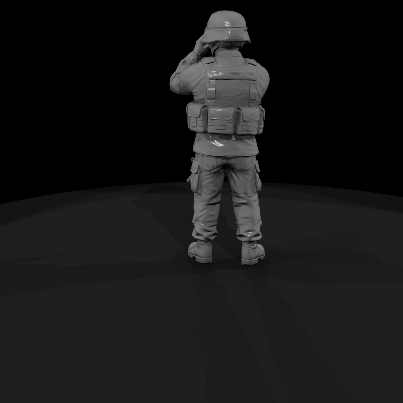 Modern Army Rifleman with Binoculars