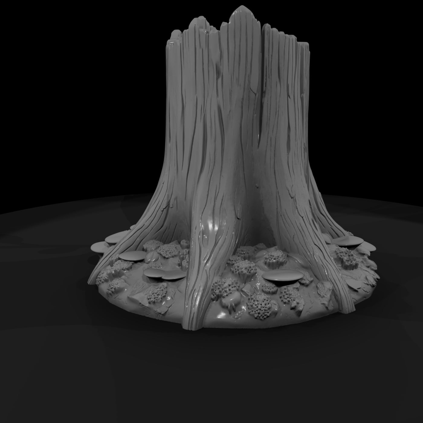 stylized-tree-stump-with-mushrooms-and-sprout-967869