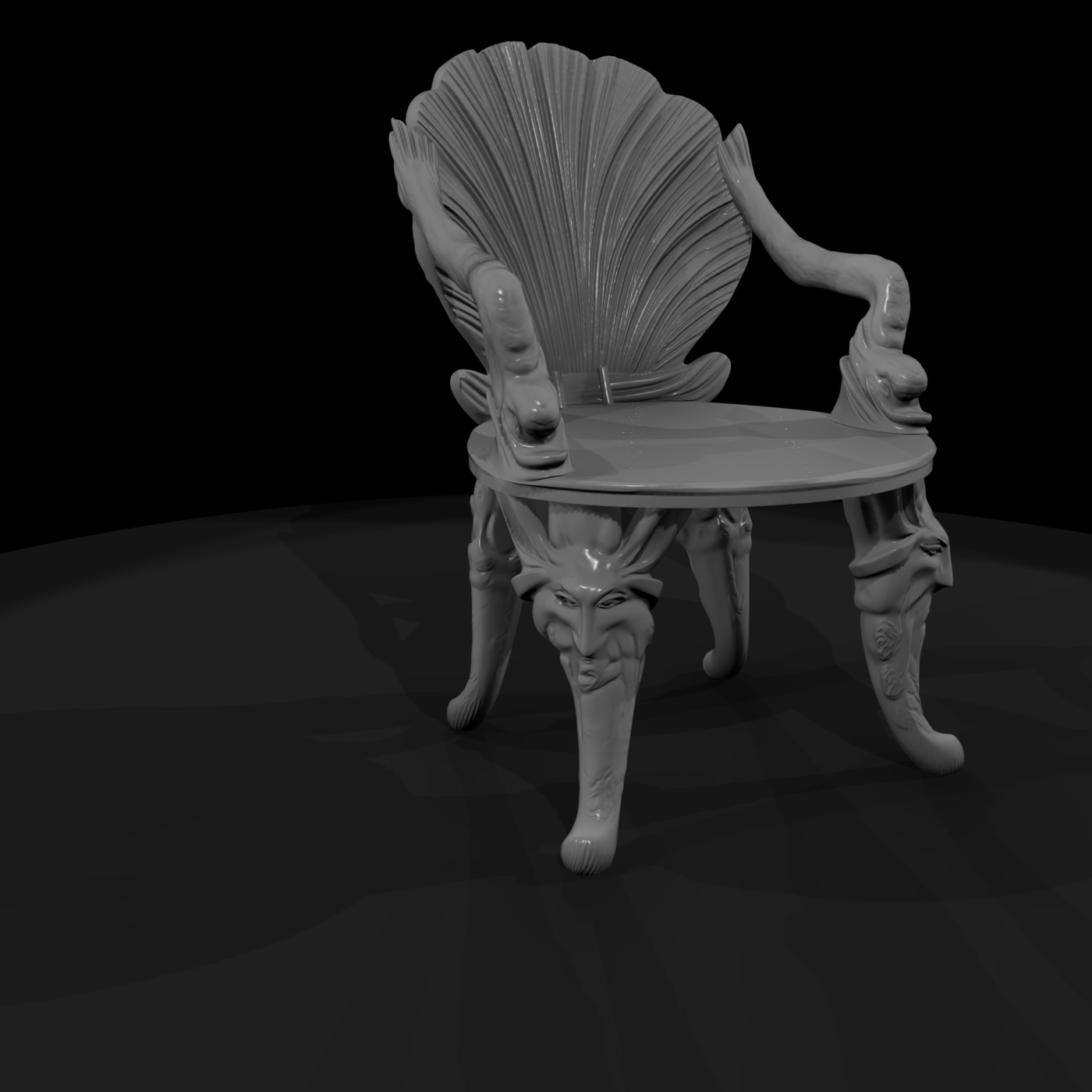 Surreal Sculpted Shell Armchair — Armchair