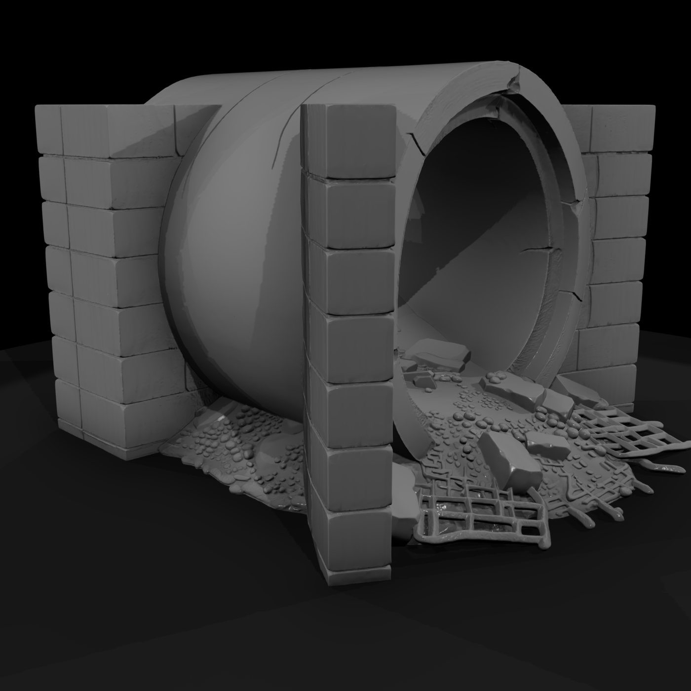 Damaged Concrete Sewer Tunnel — Entrance