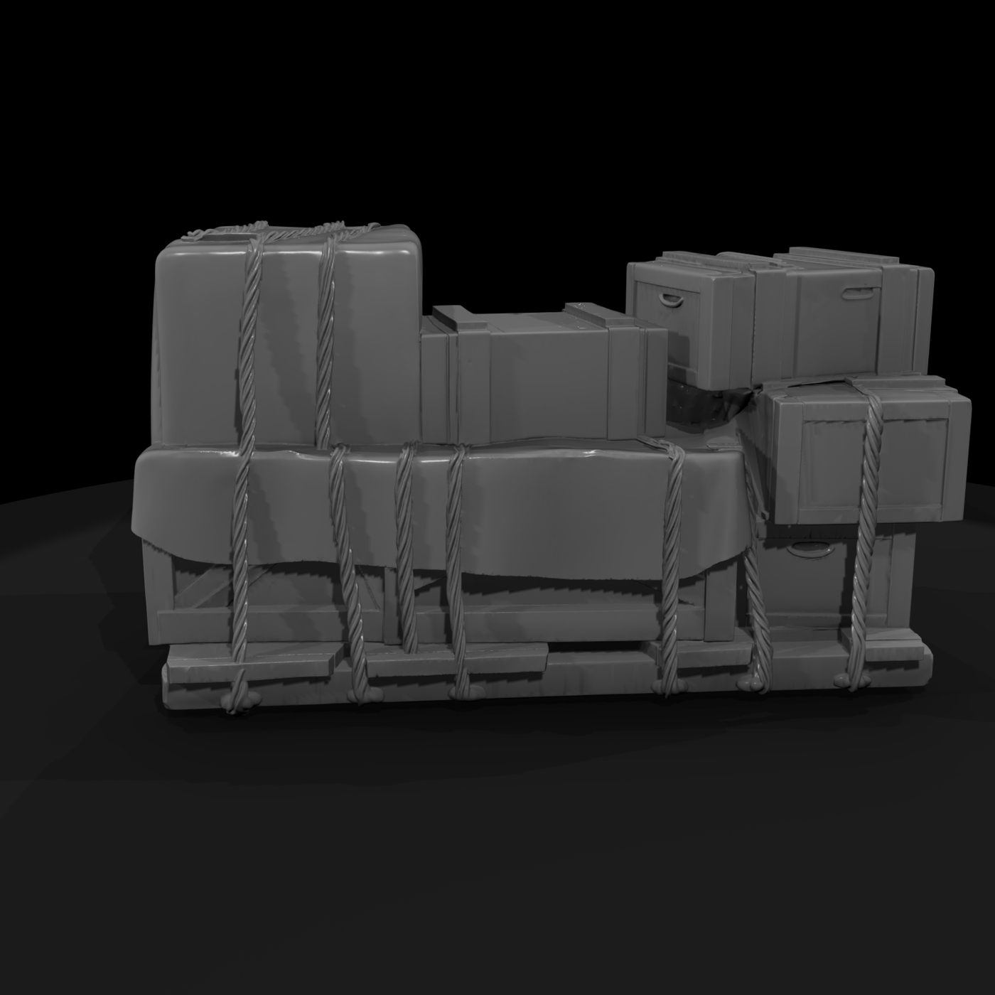 Stacked Cargo Crates on Pallet