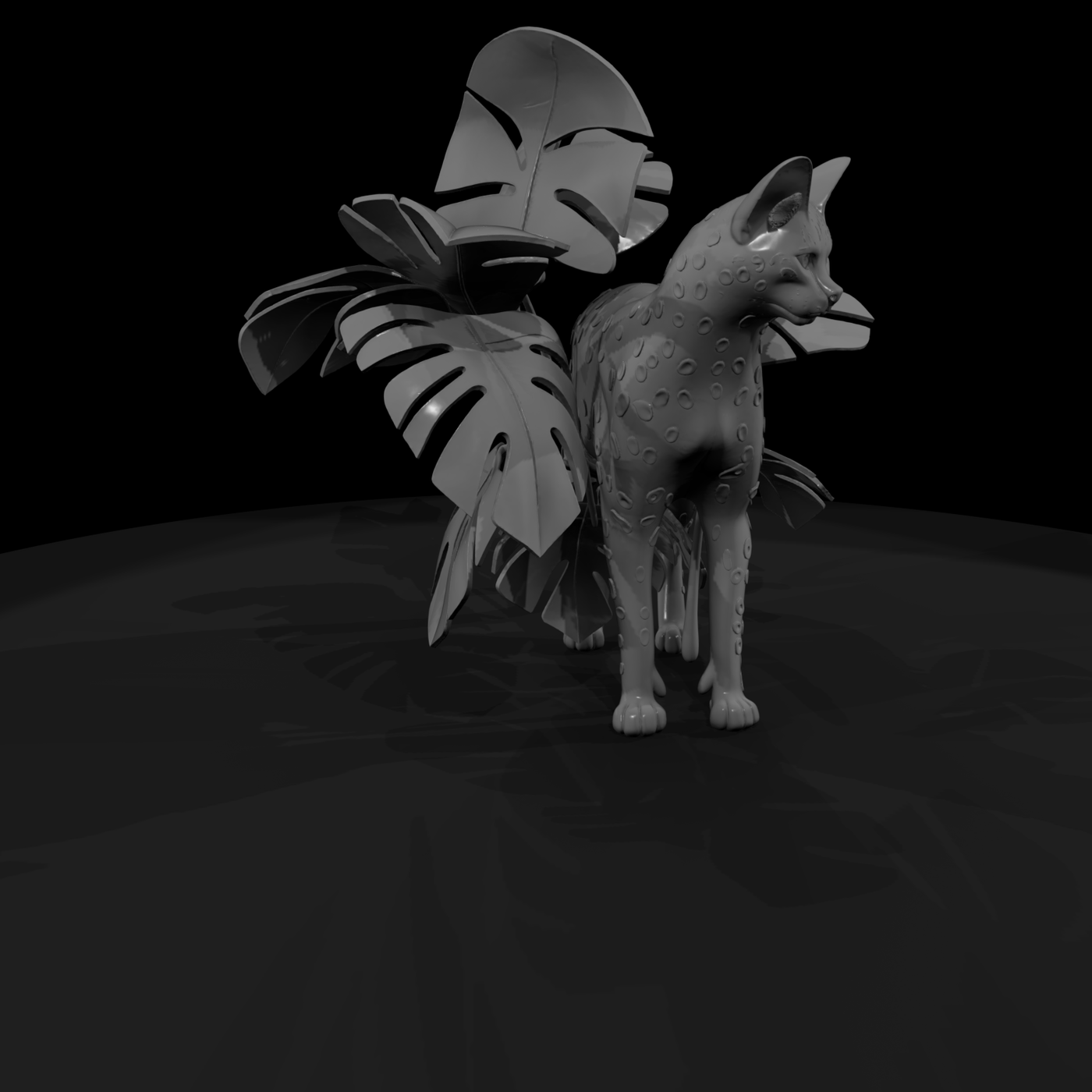 Stylized Spotted Cat Figurine