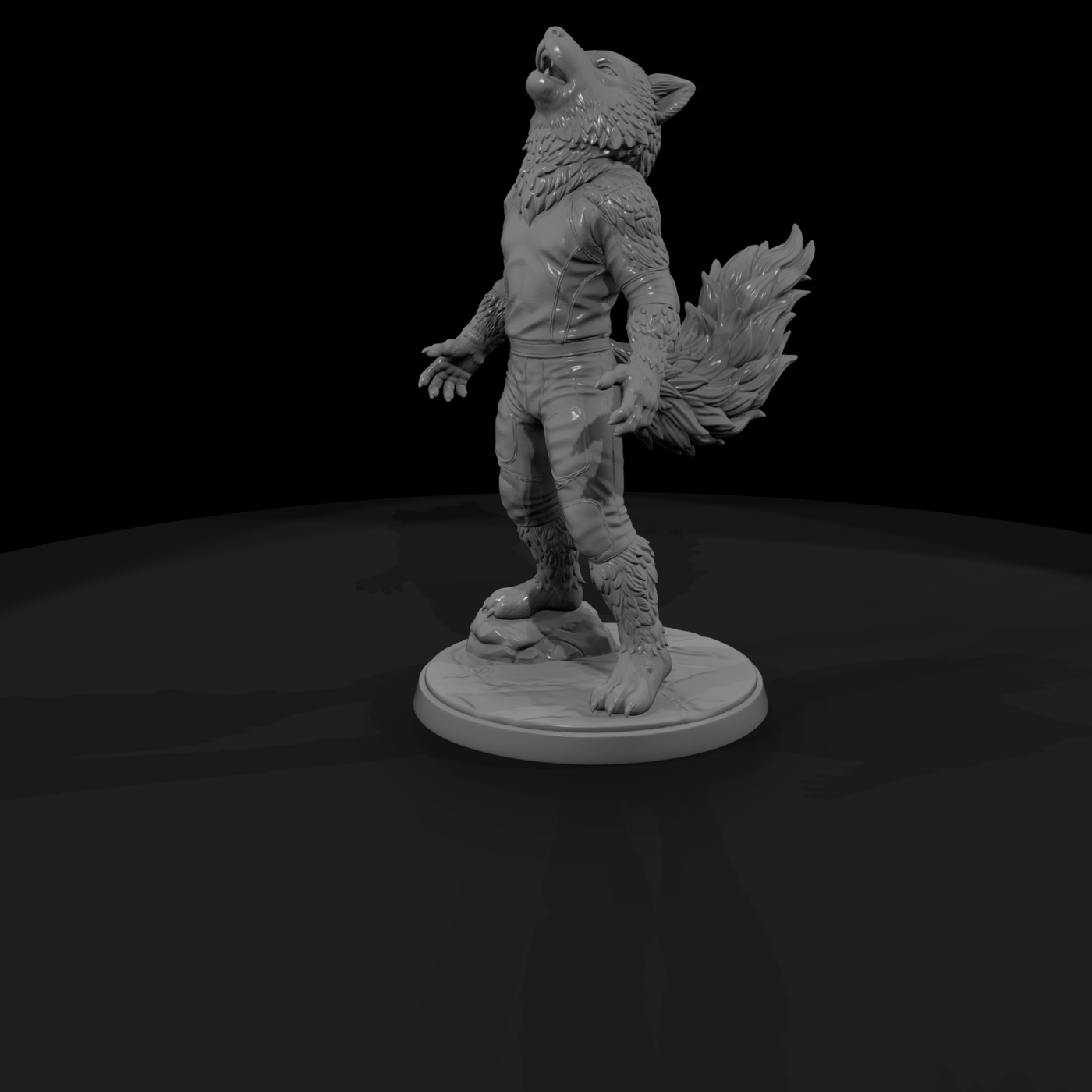 Anthropomorphic Wolf Character Figure