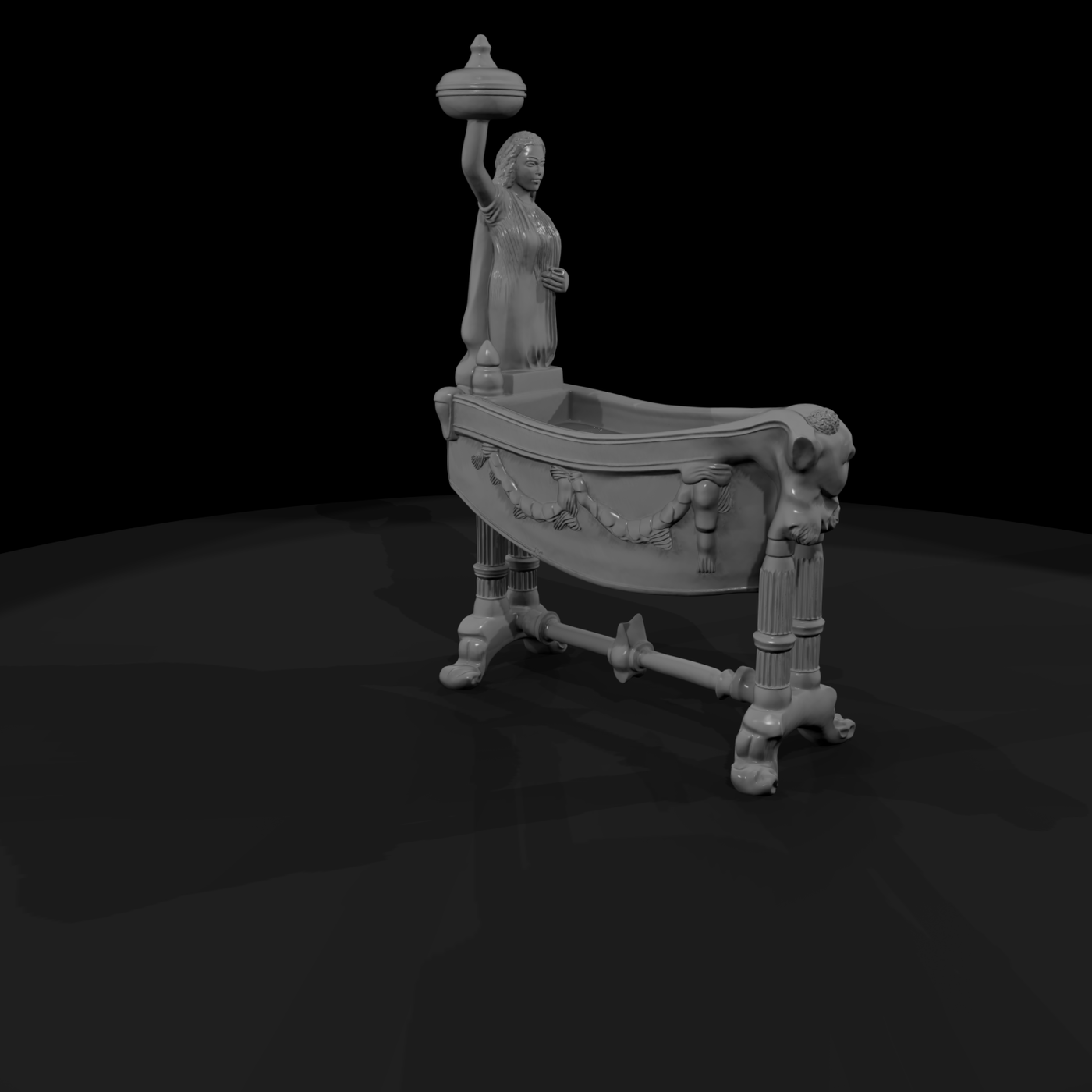 Neoclassical Ornate Infant Cradle — Crib