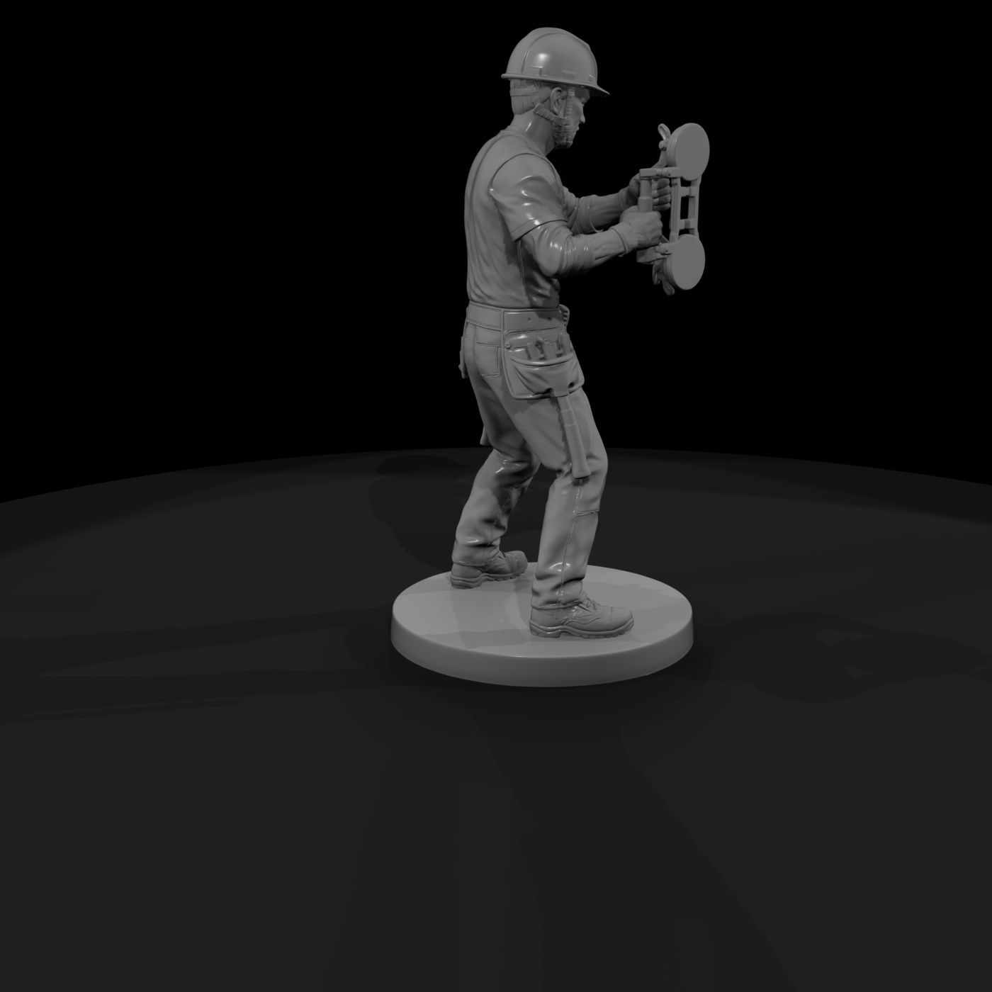 Glazier Worker with Glass Lifter