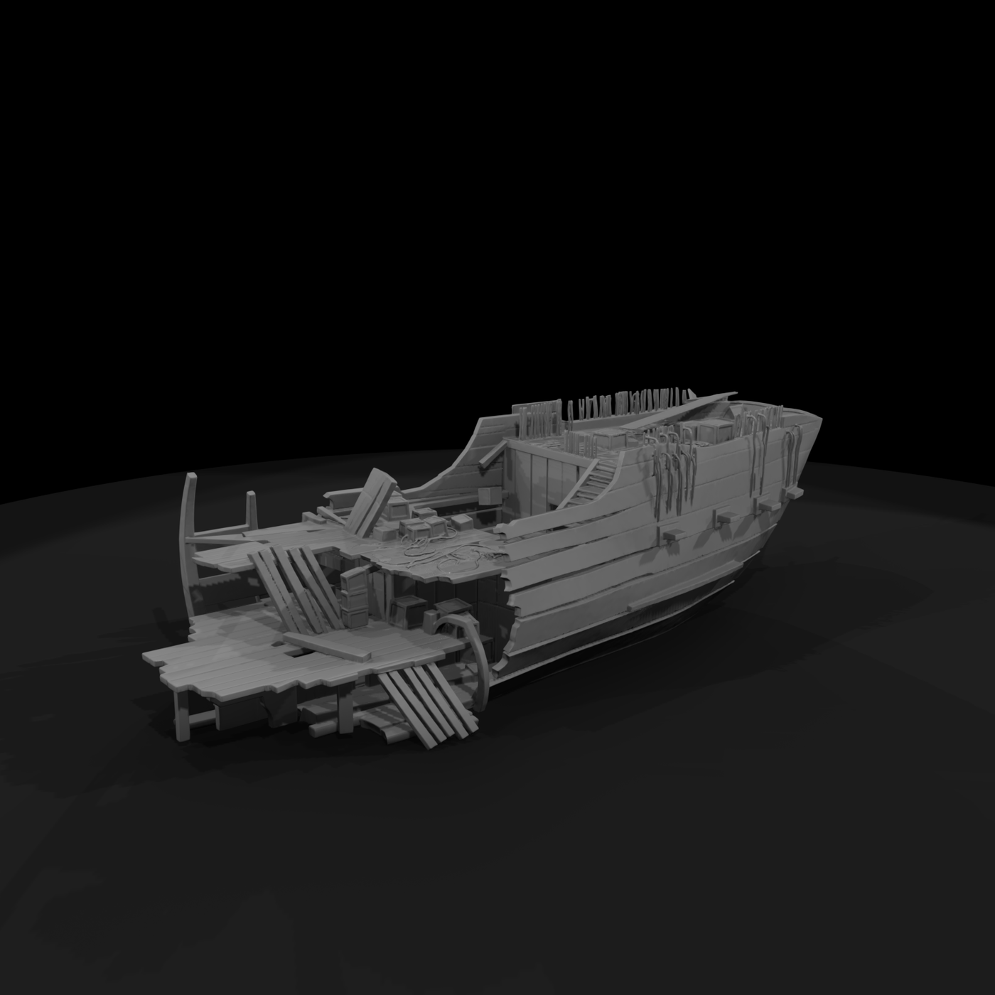 Weathered Wooden Shipwreck