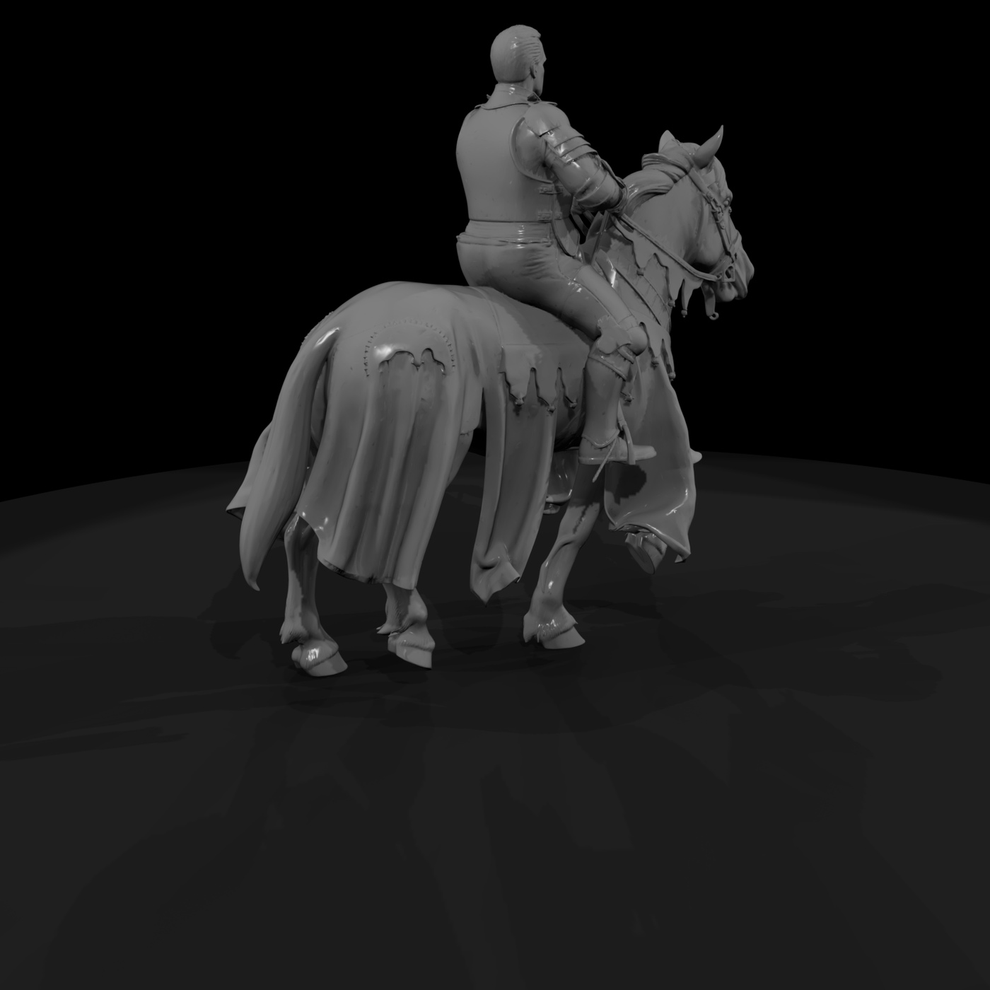 Mounted Knight on Horse — Paintable