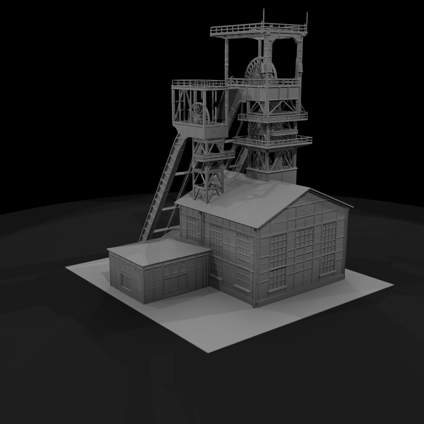 Mine Headframe with Conveyor
