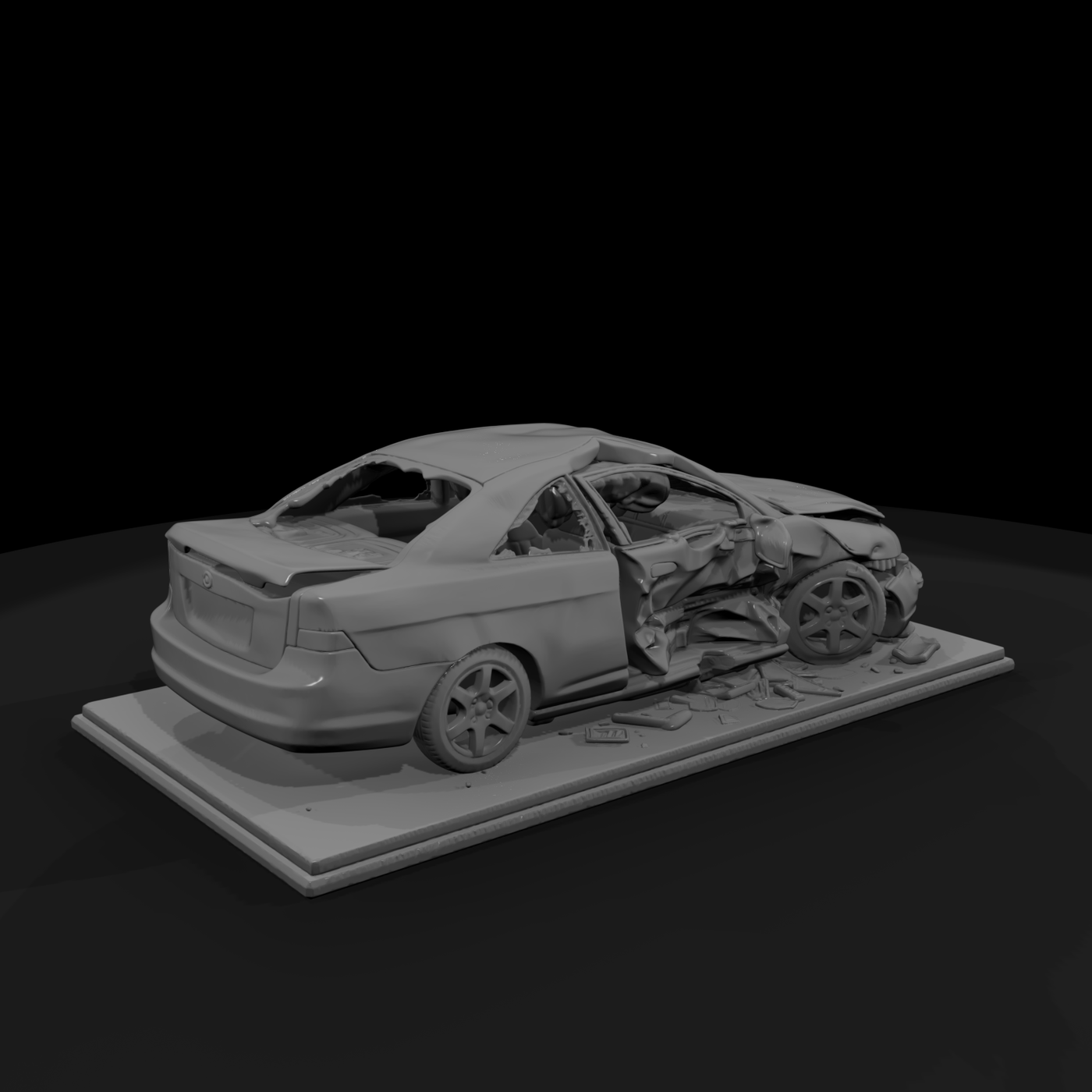 Side-Impact Wrecked Coupe on Base