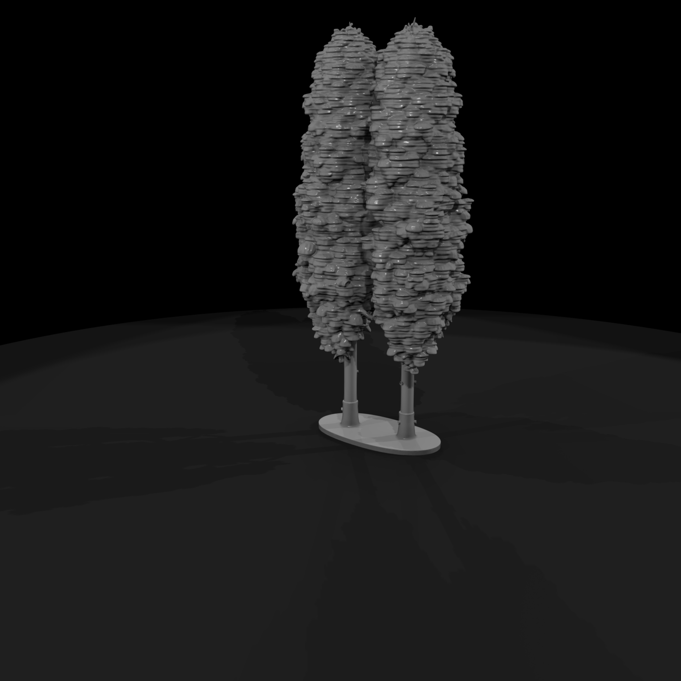 Pair of Stylized Columnar Trees