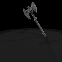 gothic-double-bladed-skull-battle-axe-diorama-prop-320909 — thumbnail 4