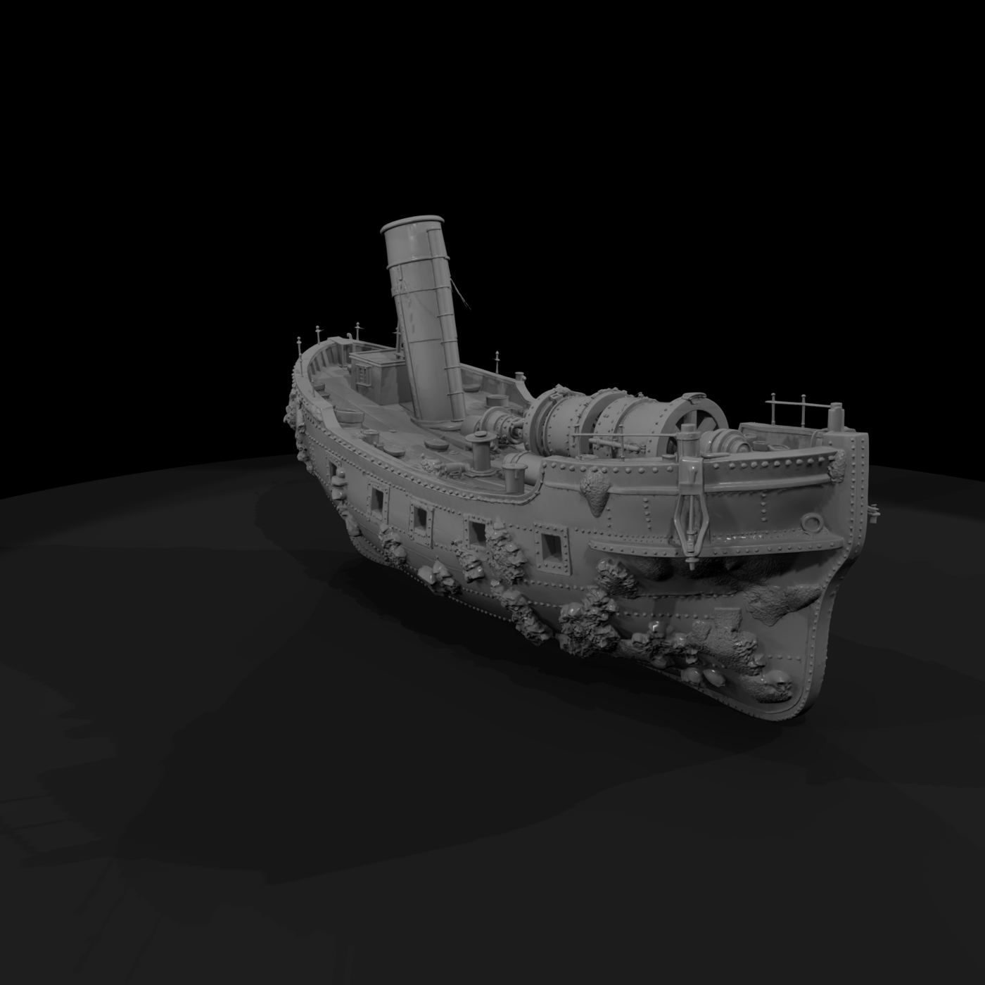 Sunken Overgrown Steamship Wreck