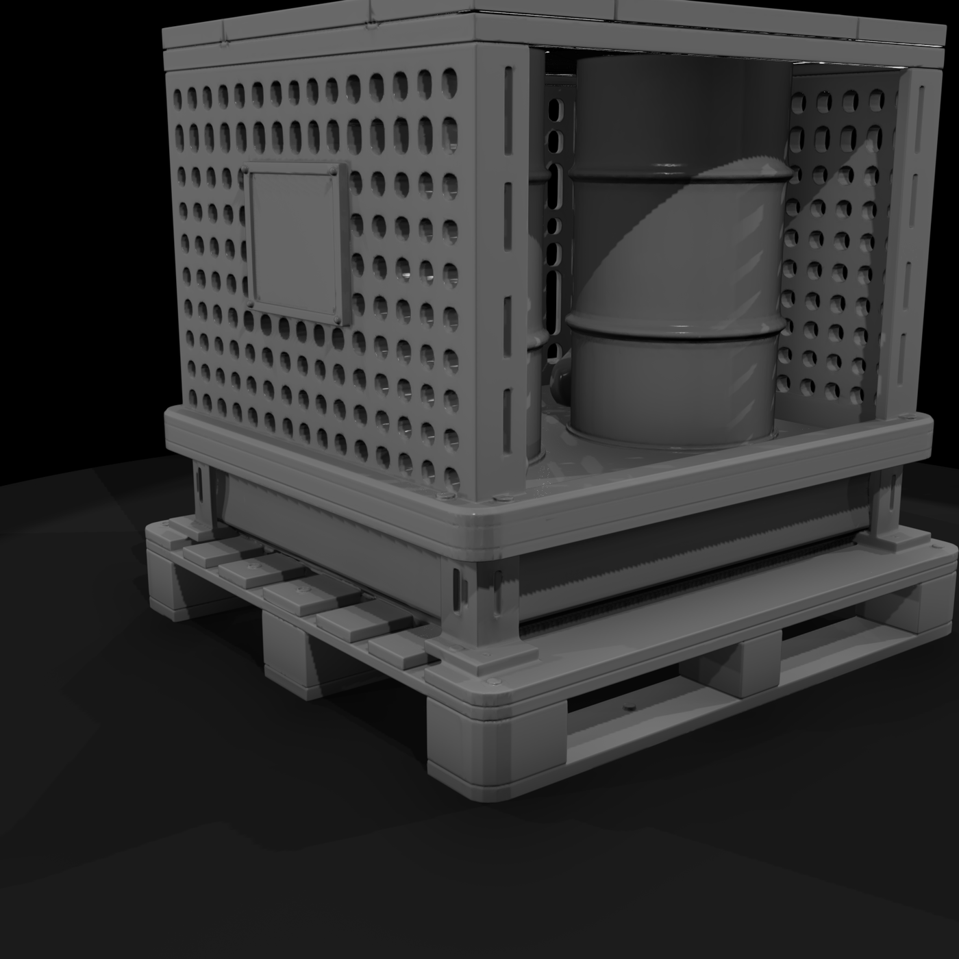 Hazard Drum Storage Crate on Pallet — Industrial