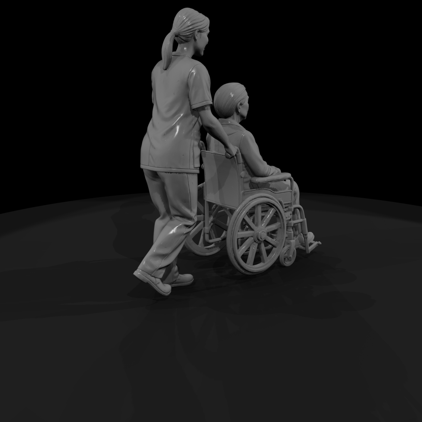 Nurse Pushing Patient in Wheelchair