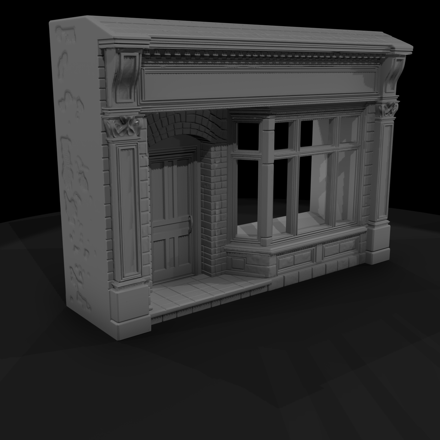 Victorian Storefront Facade Untextured 3D Asset 0Q