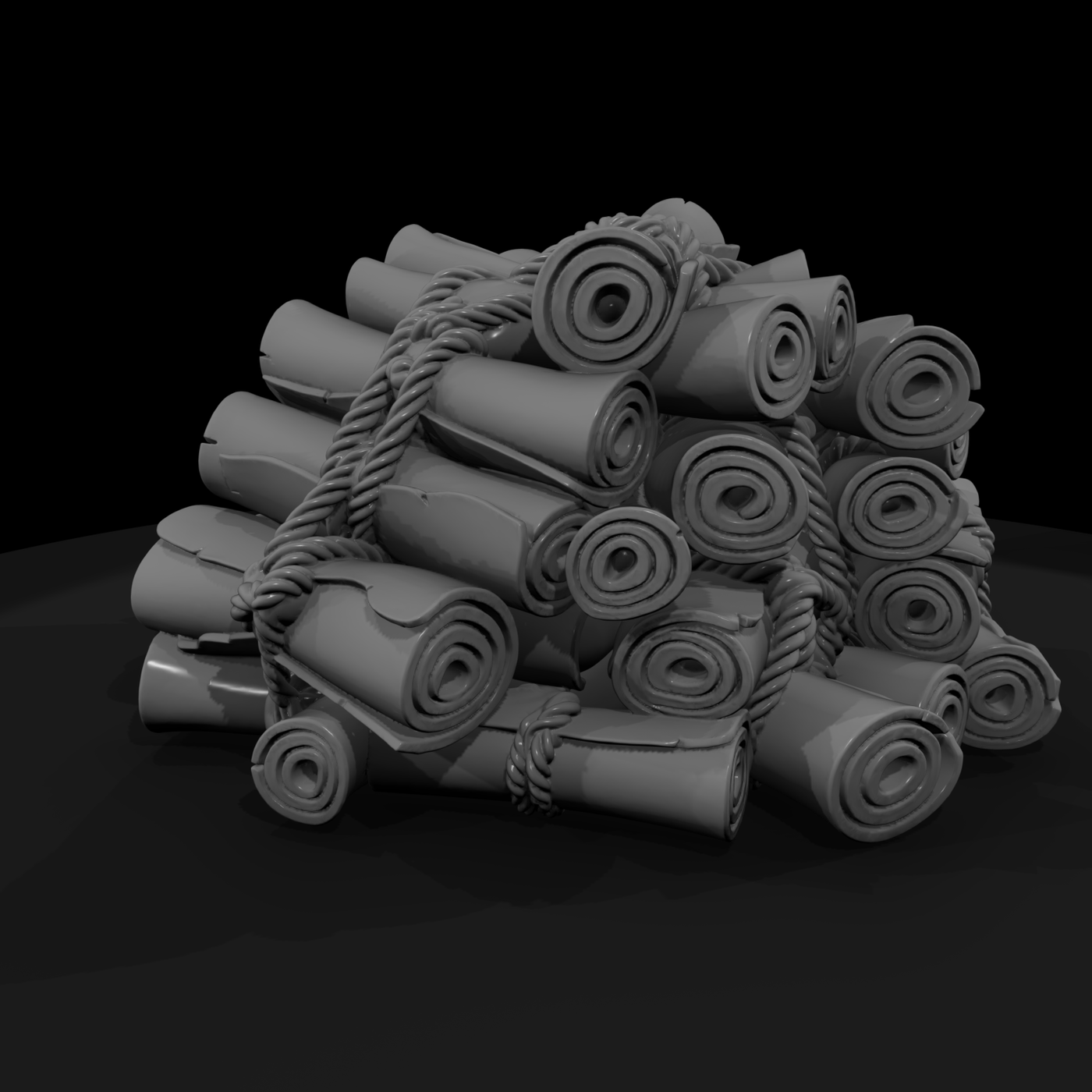 Bundle of Tied Manuscript Scrolls
