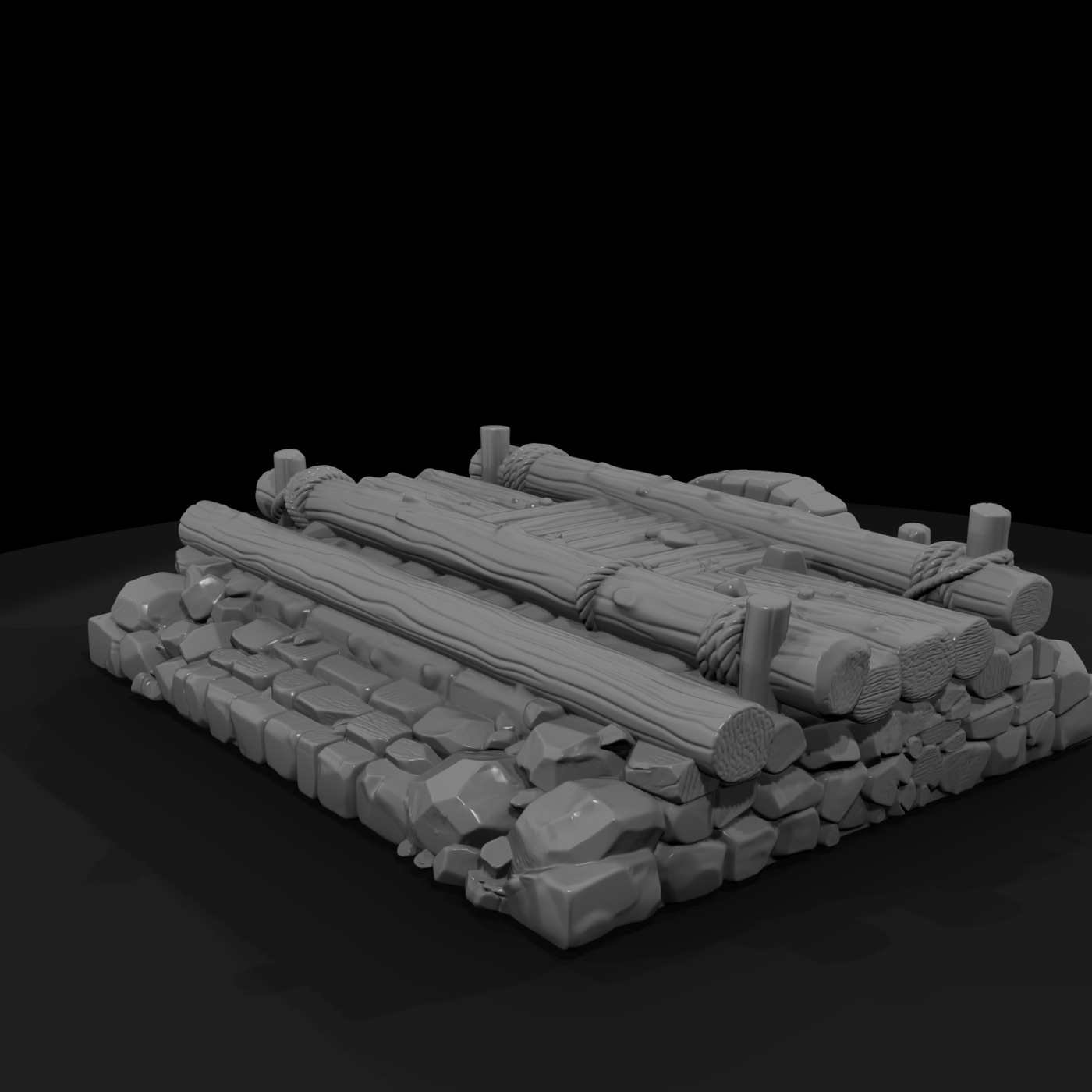 Rustic Log and Stone Culvert Bridge