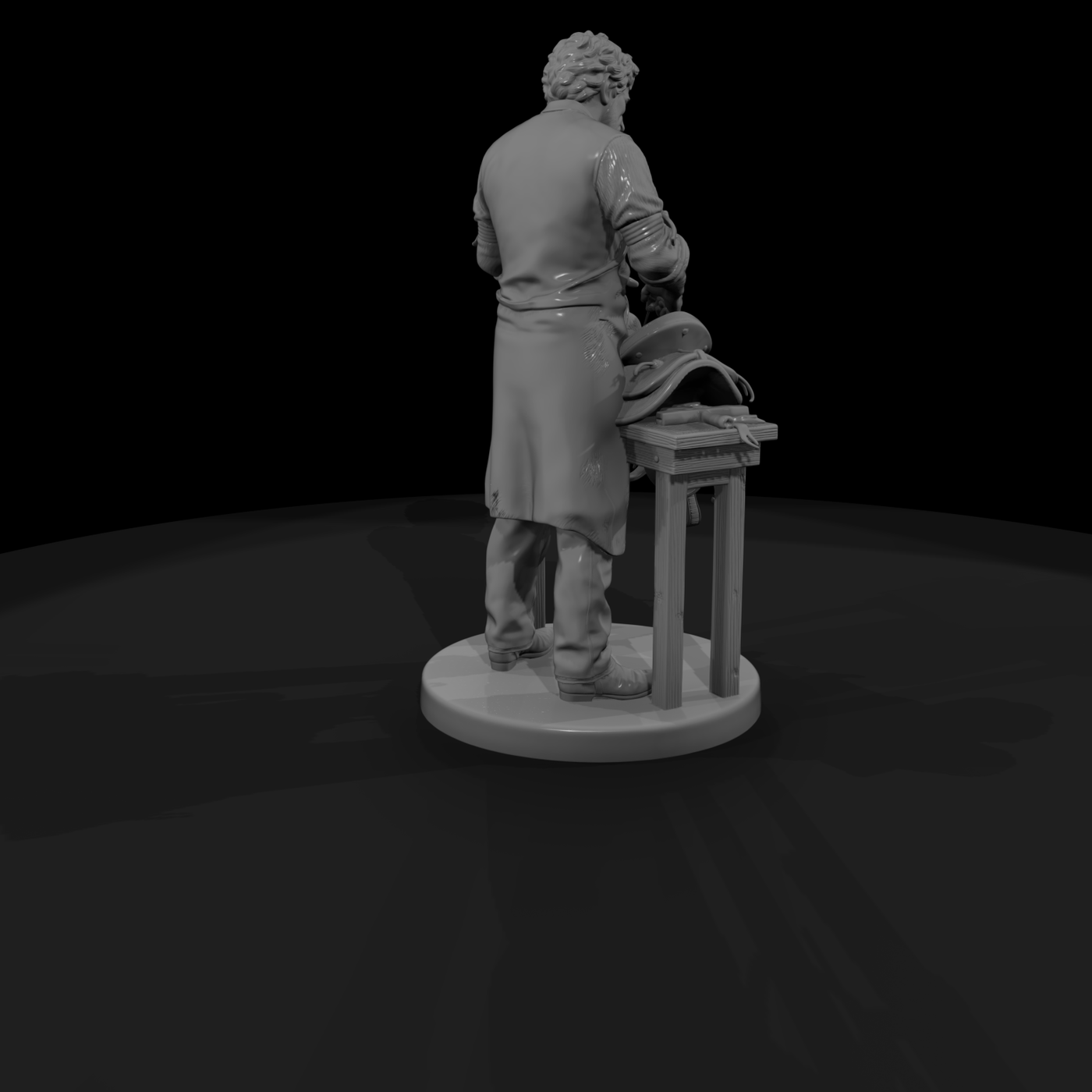 Saddle Maker at the Workbench