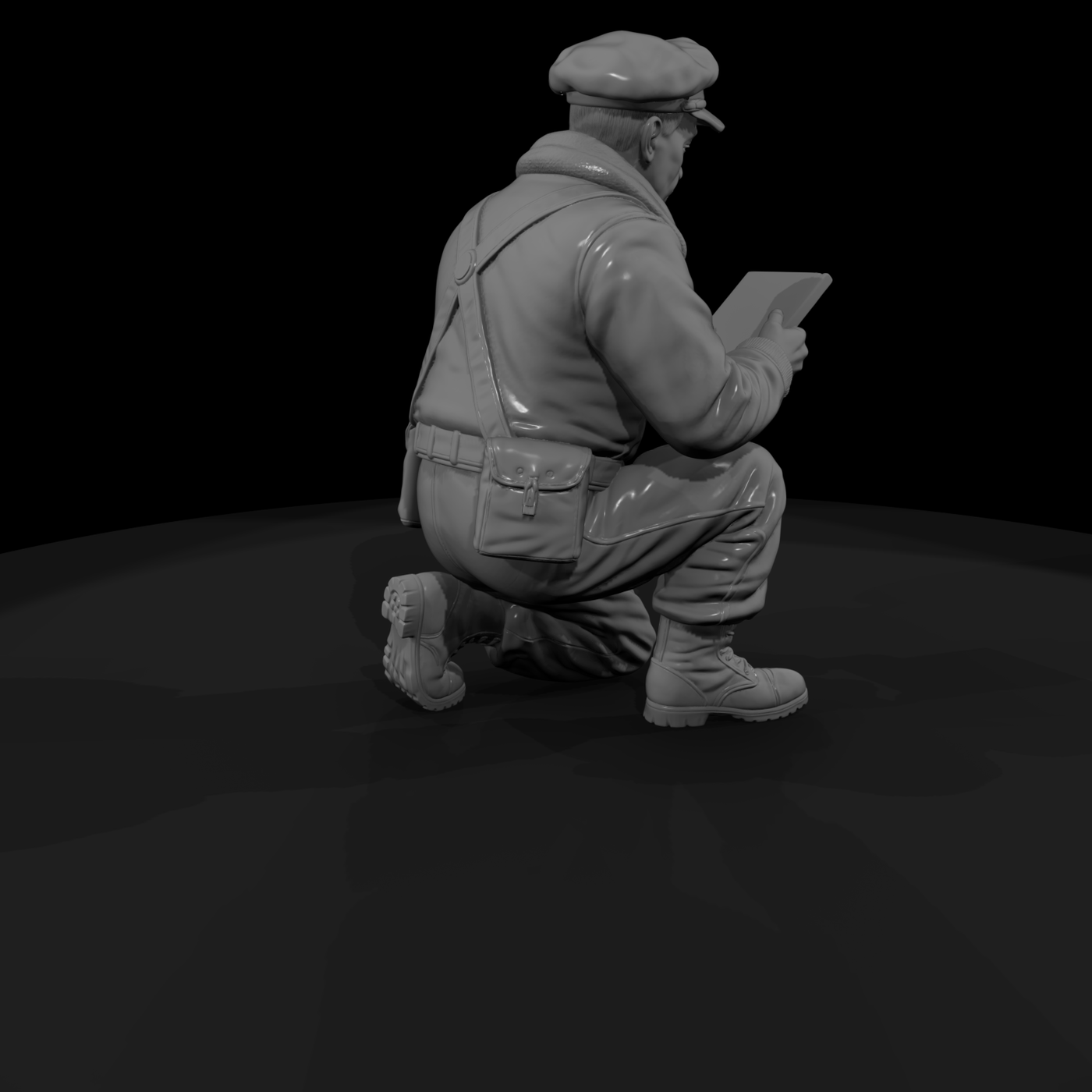 WWII Airman Navigator Kneeling