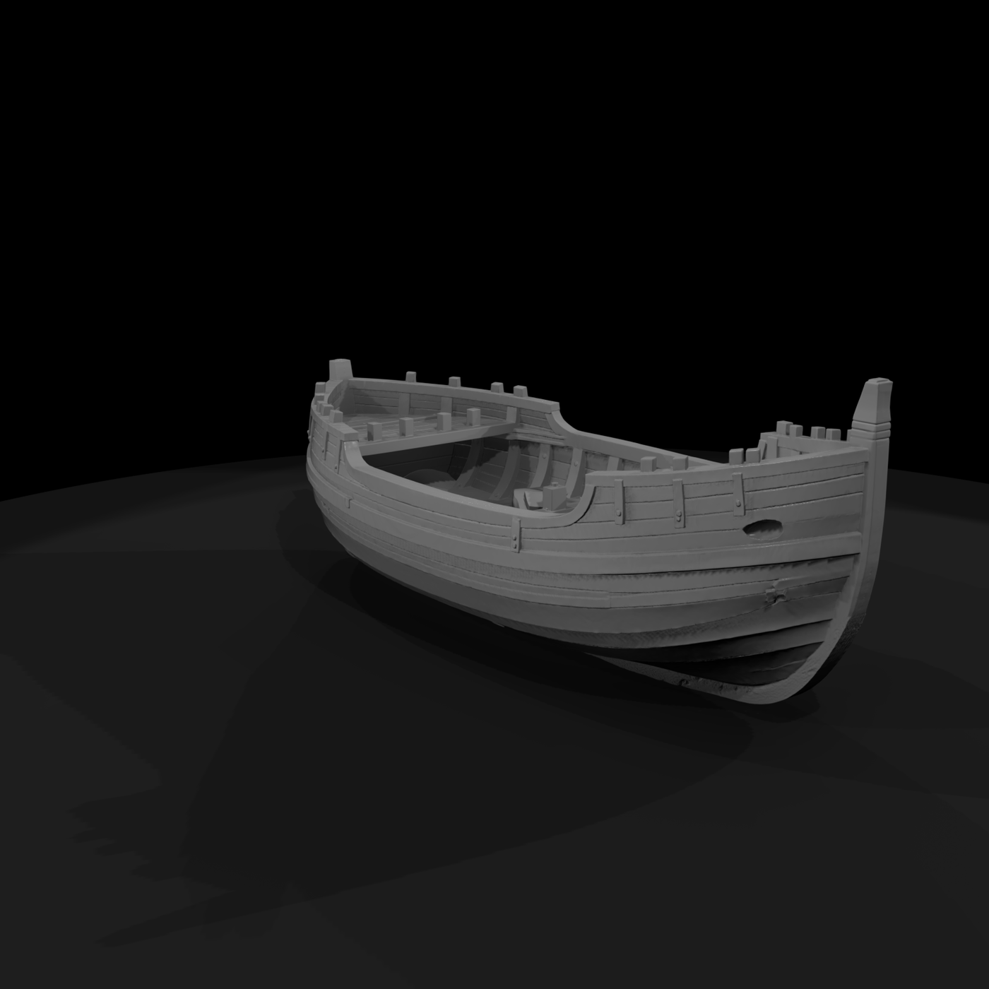 Damaged Wooden Rowboat