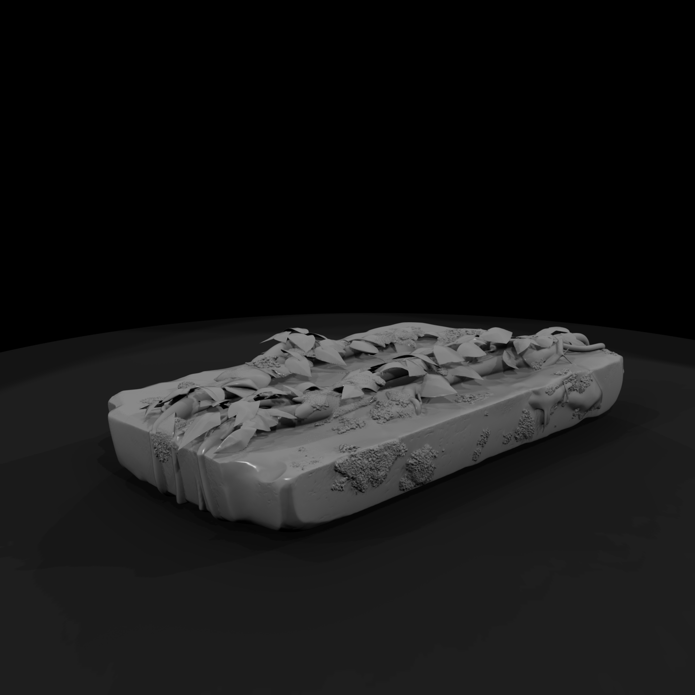 Overgrown Weathered Grave Slab