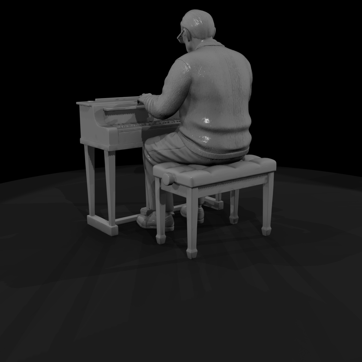 0160 Elderly Retiree Piano
