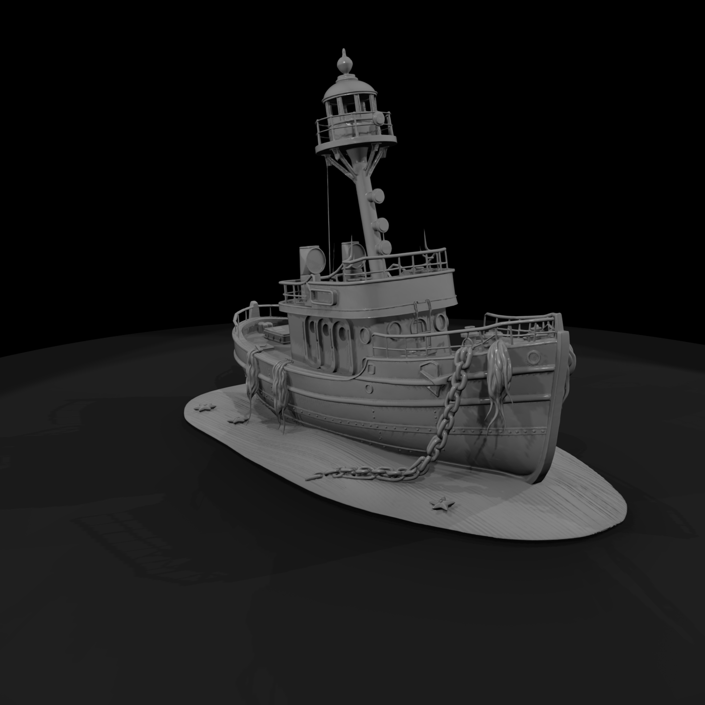 Stylized Beached Lightship Trawler