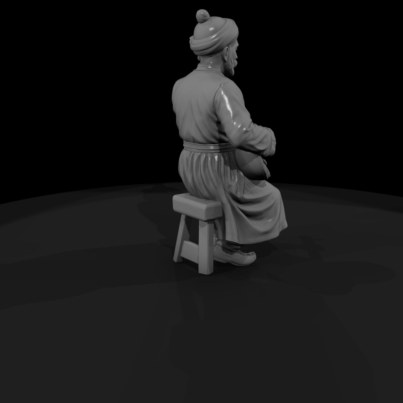 Hist 0232 Mughal Court Musician Miniature Figure