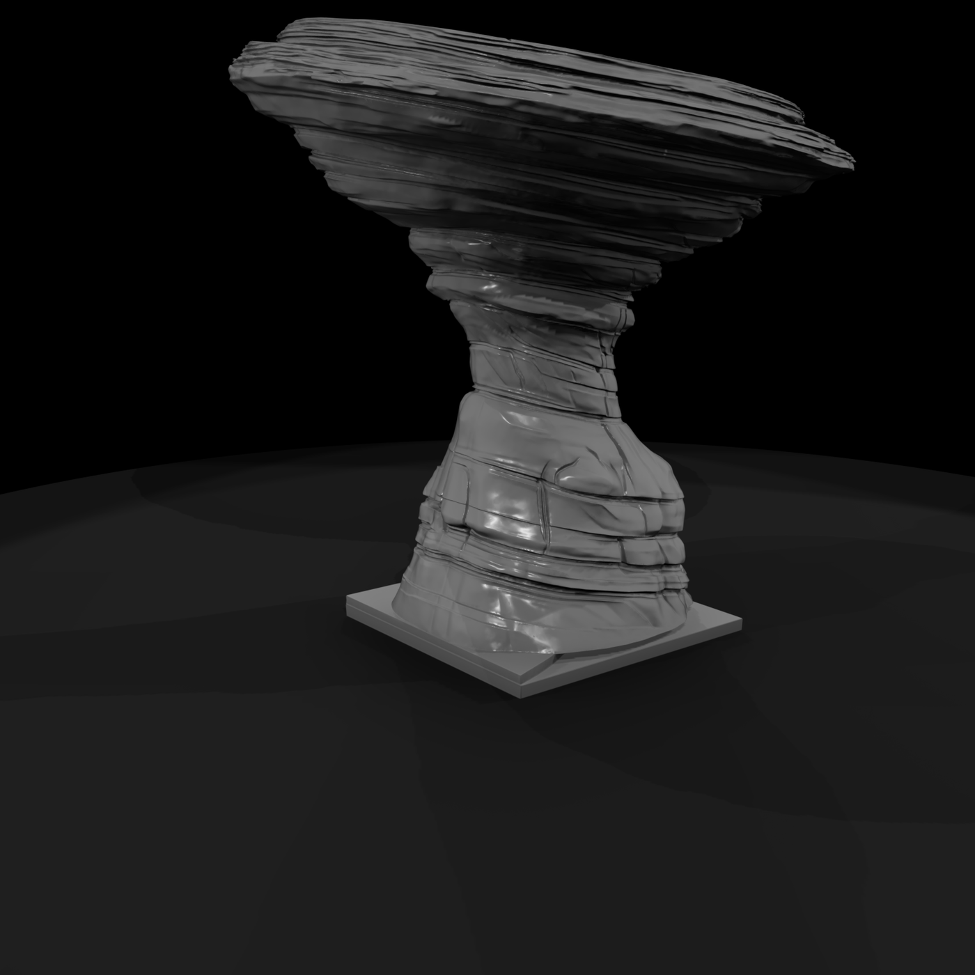 Stylized Stratified Rock Pedestal Table