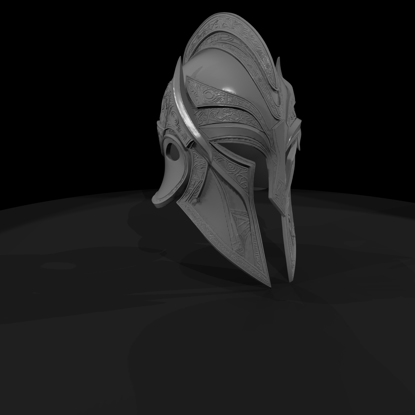 Ornate stylized fantasy knight helmet