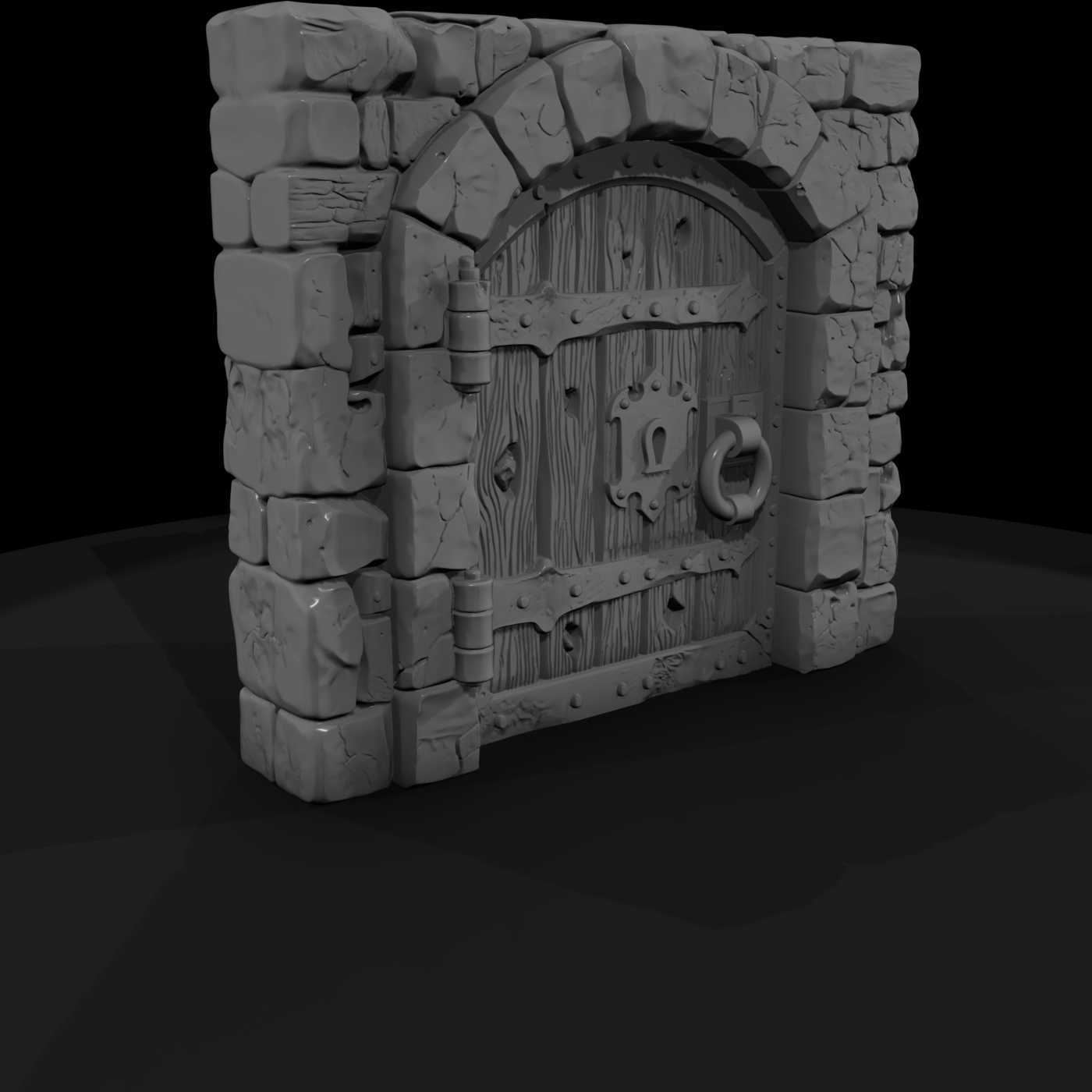 Stylized Medieval Arched Stone Door 3D Model Wut5N